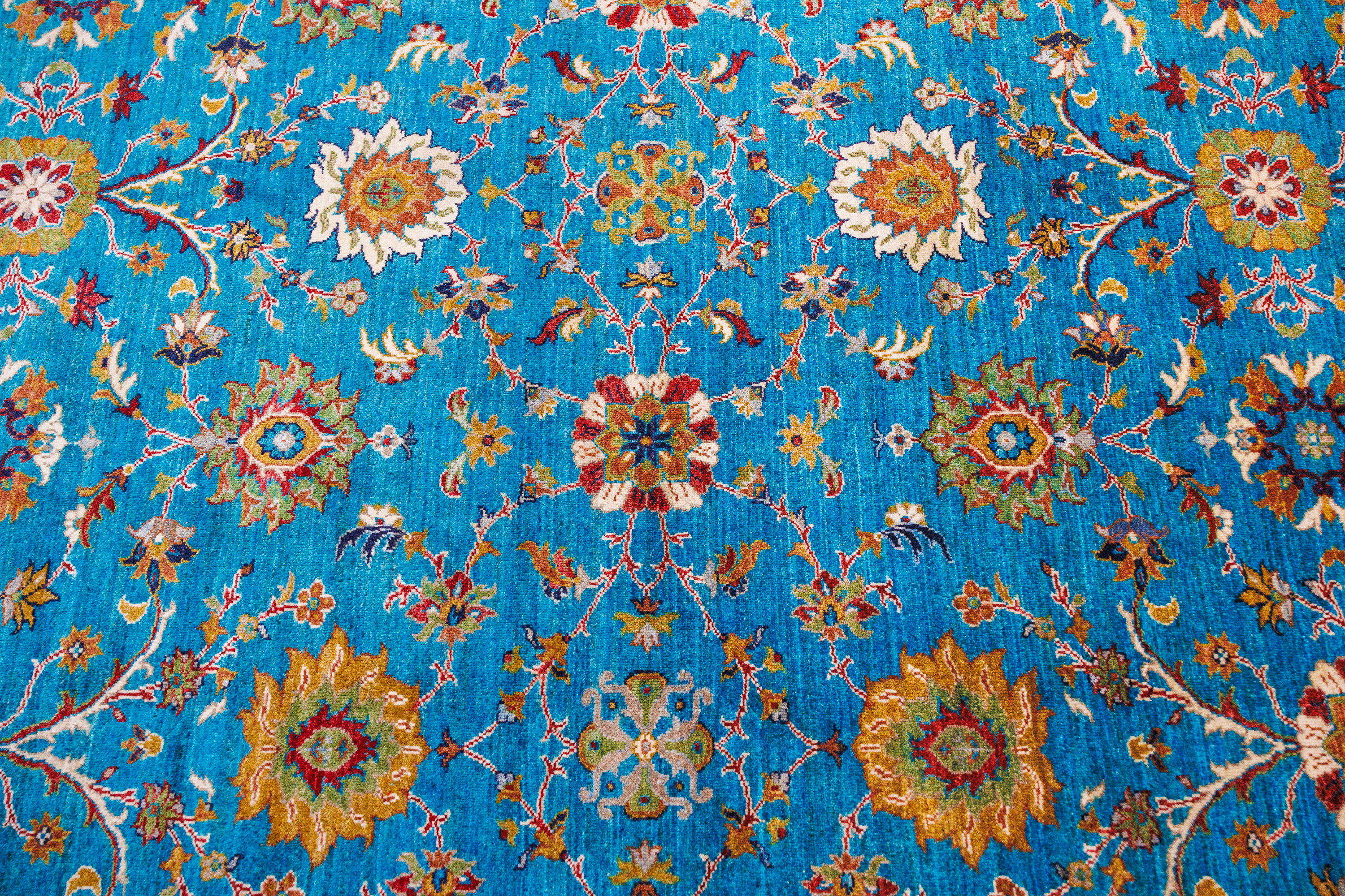 Blue Large Afghan Chobi Wool Rug 392cm x 284cm