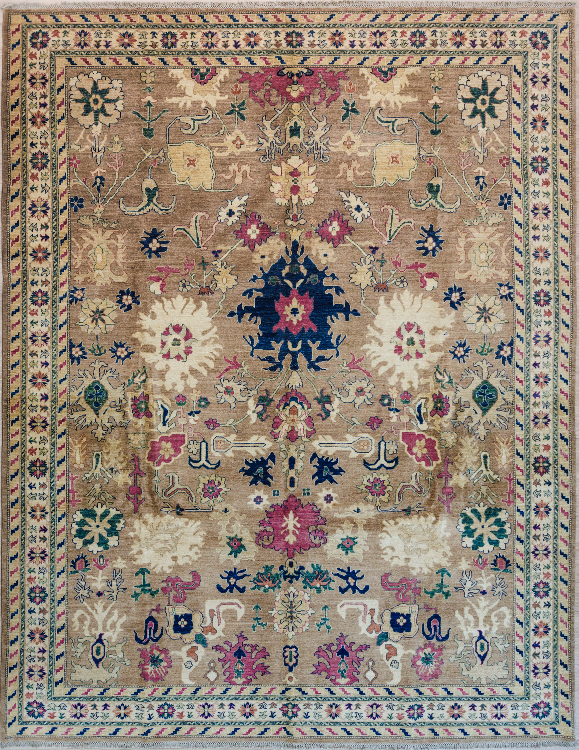 Beige Pink Afghan Chobi Wool Rug 395cm x 297cm