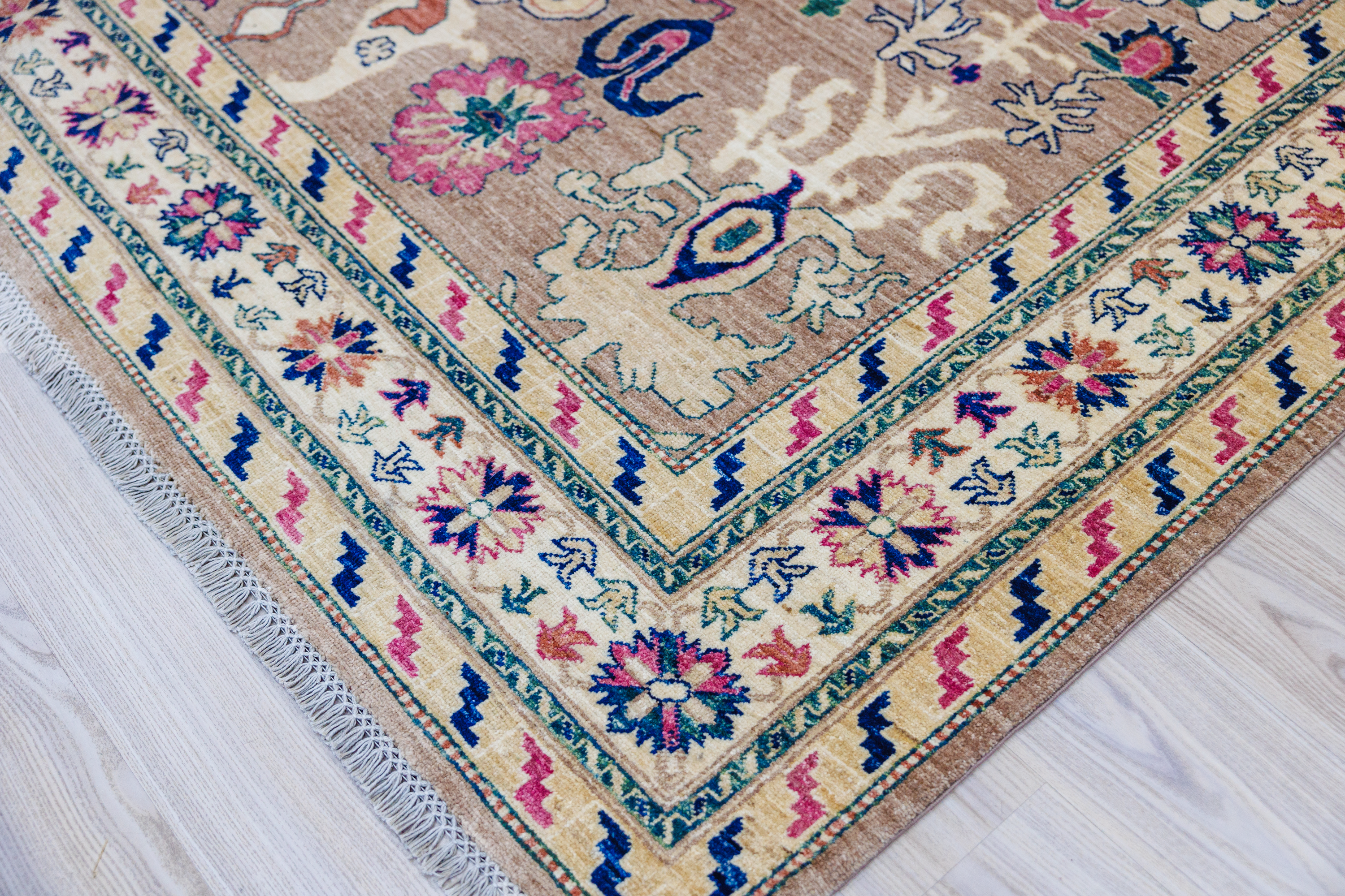 Beige Pink Afghan Chobi Wool Rug 395cm x 297cm