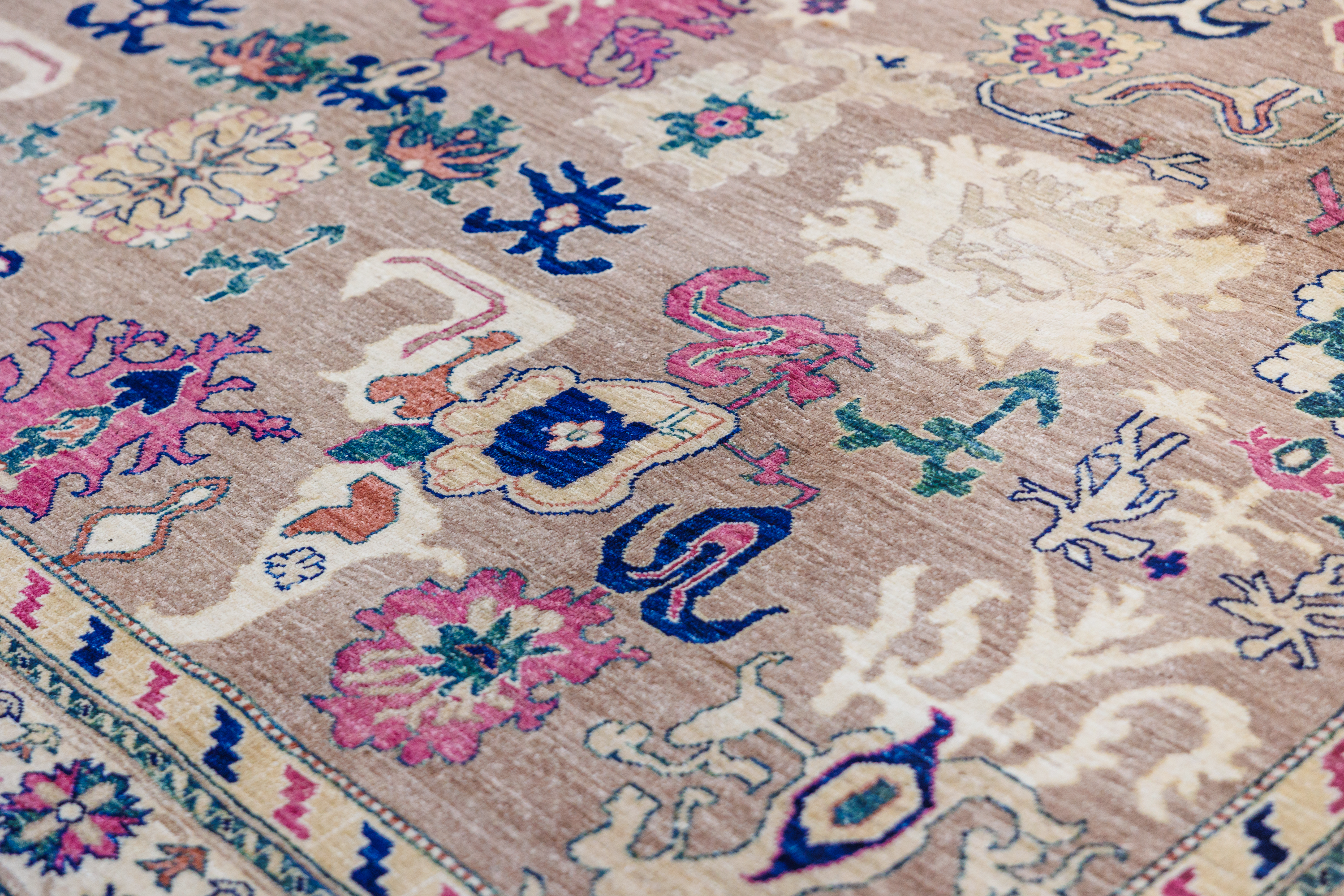 Beige Pink Afghan Chobi Wool Rug 395cm x 297cm