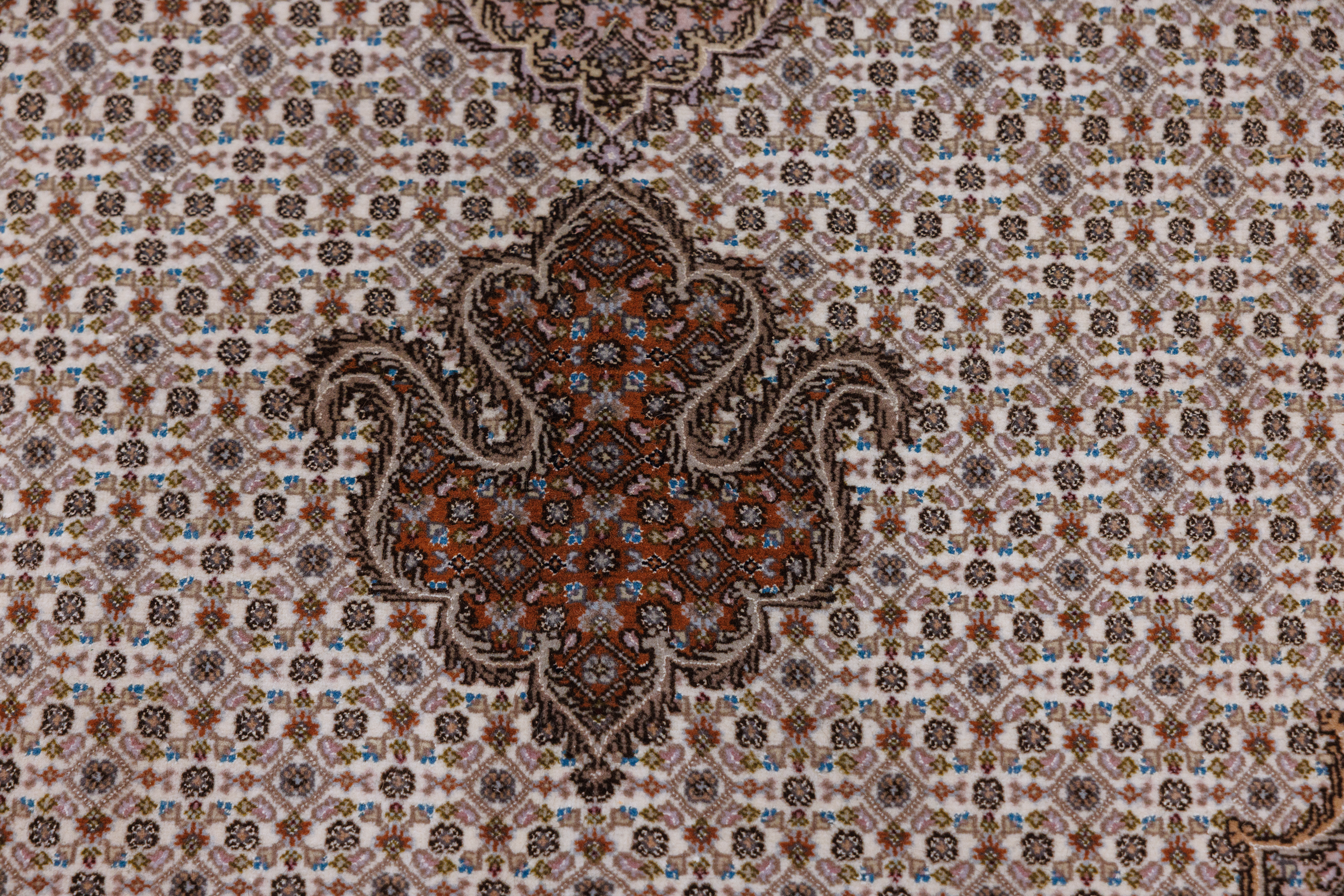 Cream Very Fine Persian Tabriz Silk n Wool Rug 300cm x 200cm