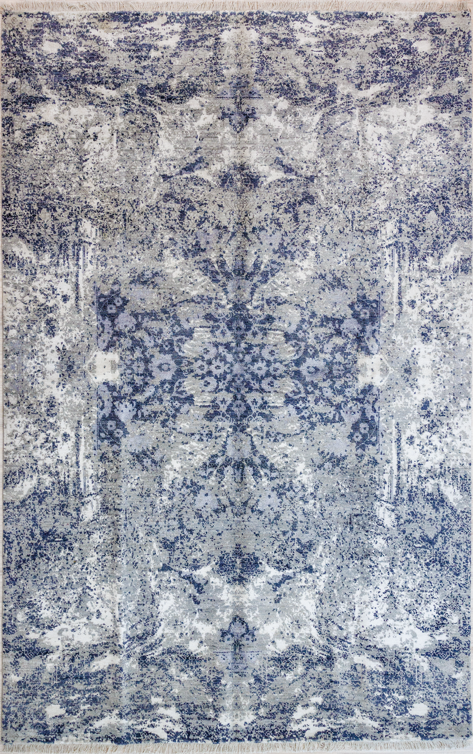 Blue Grey Contemporary Surah Wool Rug 278m x 184cm