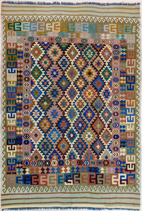 Semi-Antique Multicolour Turkish Wool Kilim 292cm x 200cm