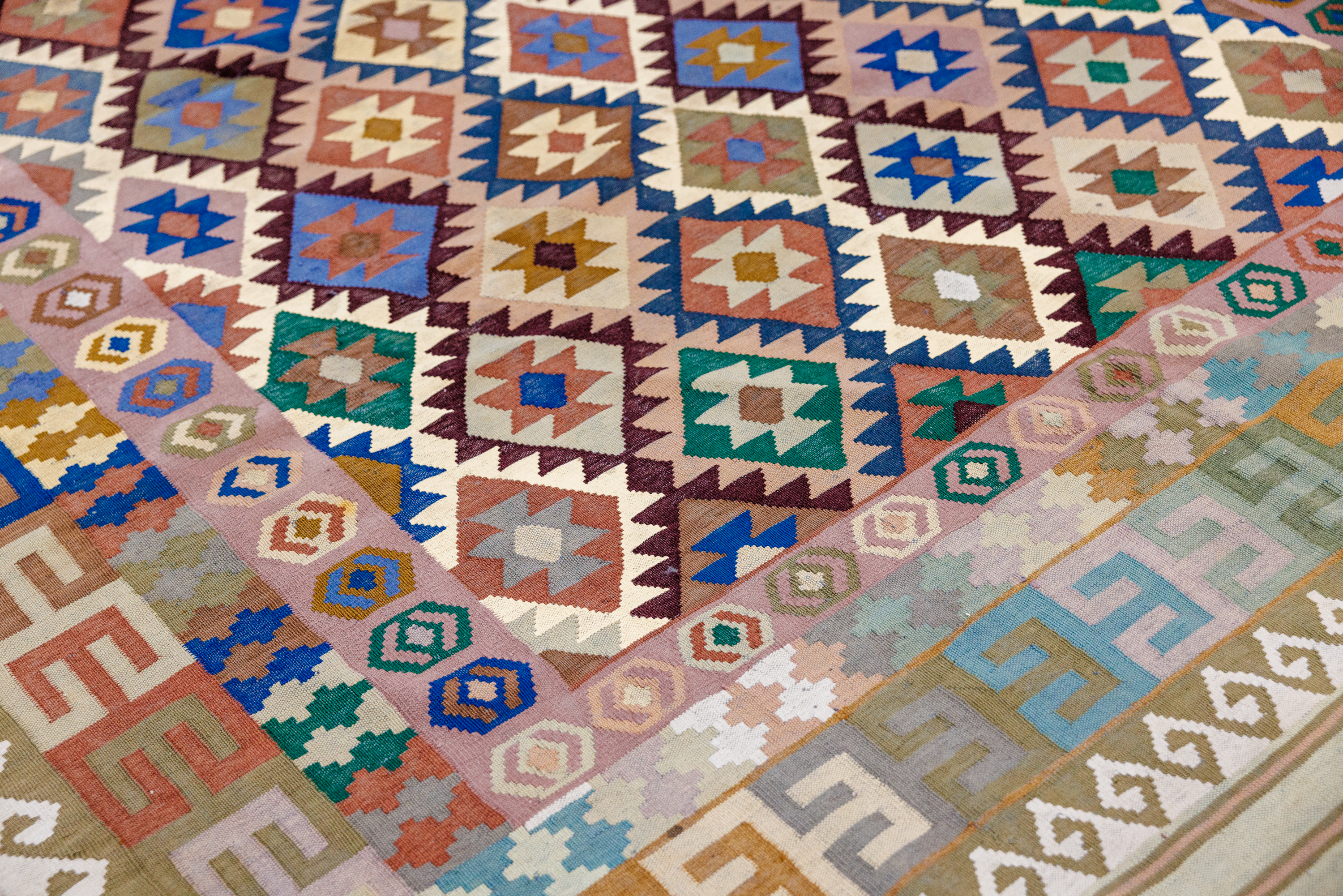 Semi-Antique Multicolour Turkish Wool Kilim 292cm x 200cm