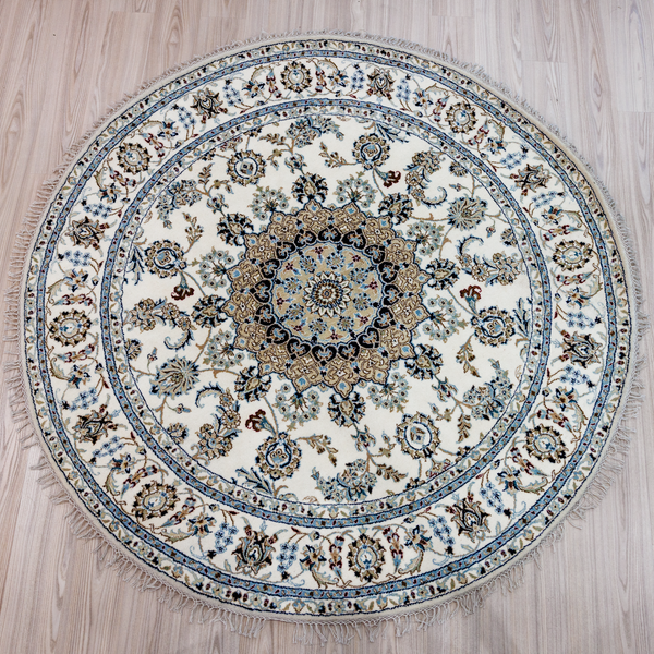 Fine Cream Nain Silk & Wool Rug 184cm x 184cm