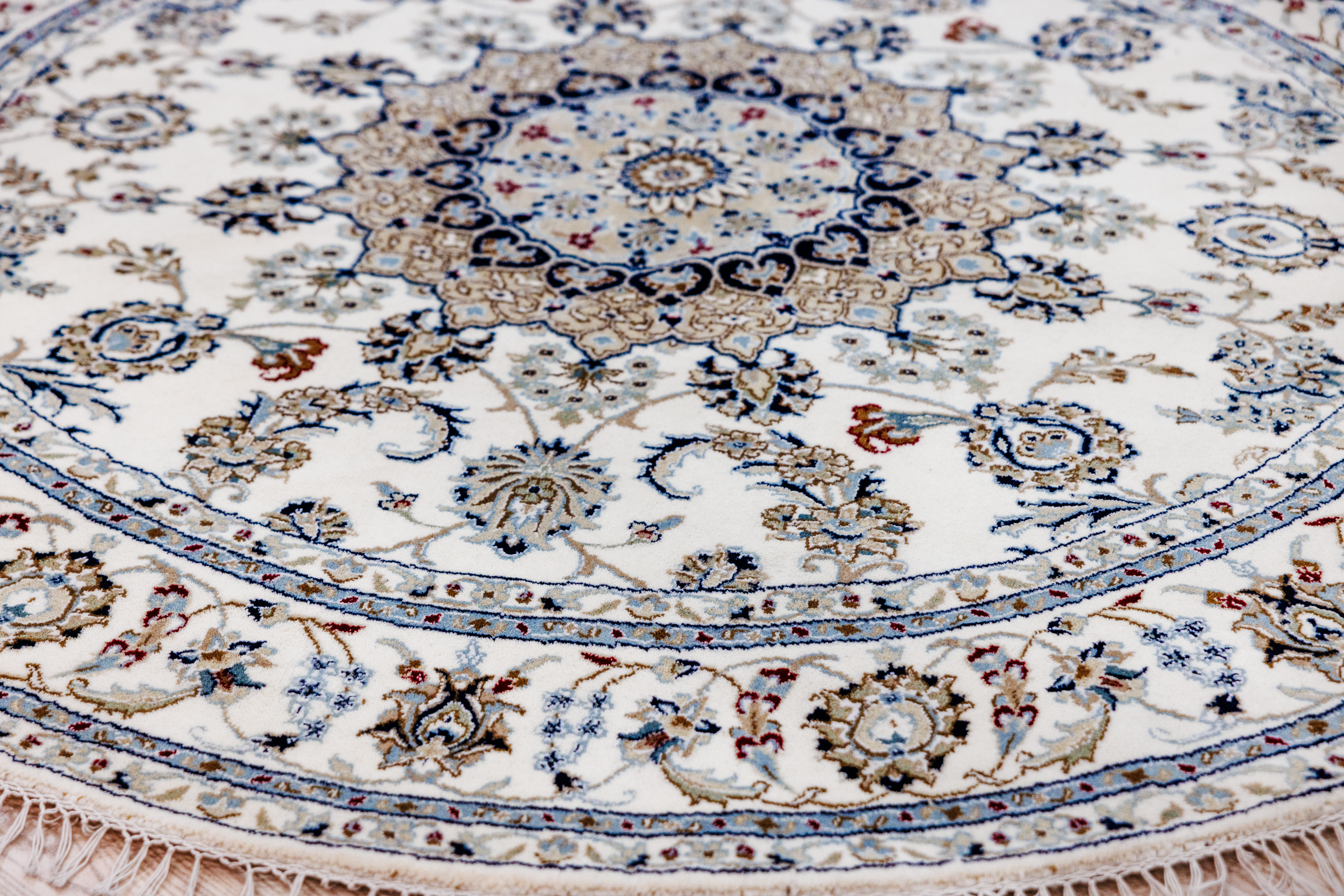Fine Cream Nain Silk & Wool Rug 184cm x 184cm