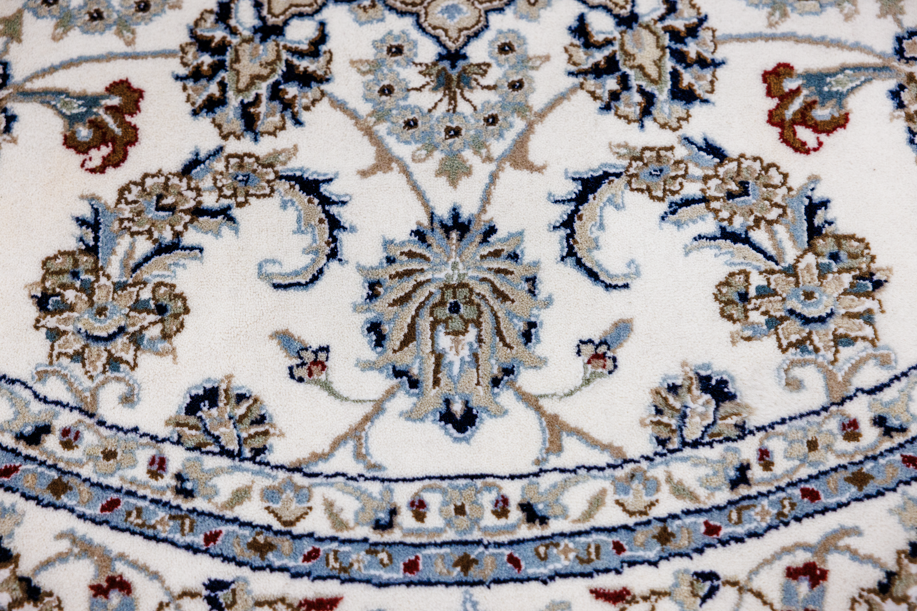 Fine Cream Nain Silk & Wool Rug 184cm x 184cm