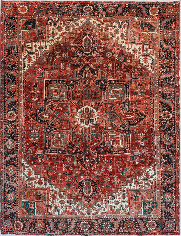 Red Vintage Persian Heriz Wool Rug 390cm x 300cm