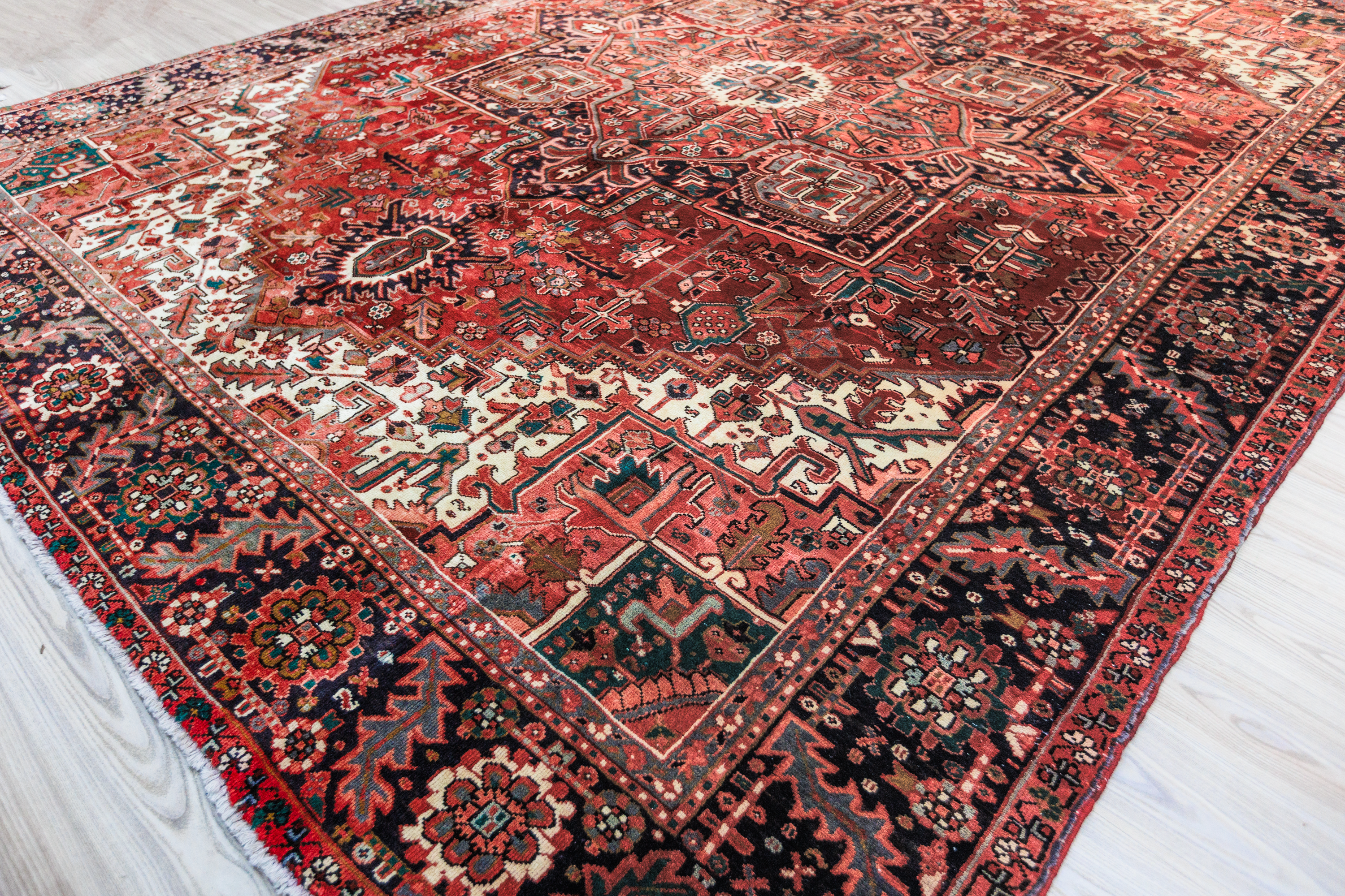 Red Vintage Persian Heriz Wool Rug 390cm x 300cm