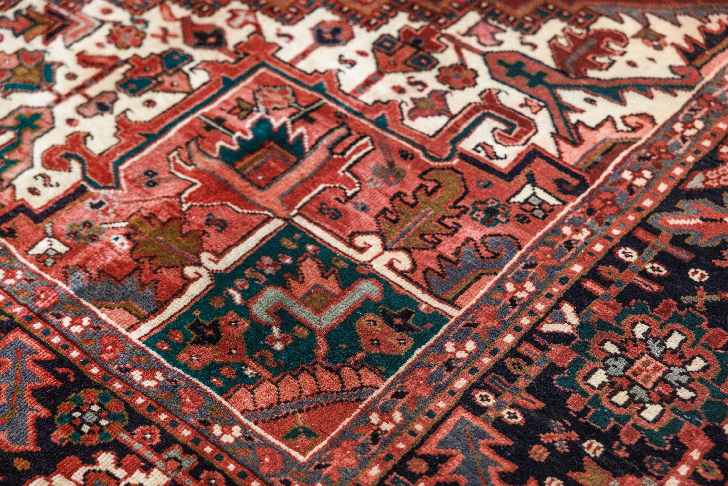 Red Vintage Persian Heriz Wool Rug 390cm x 300cm