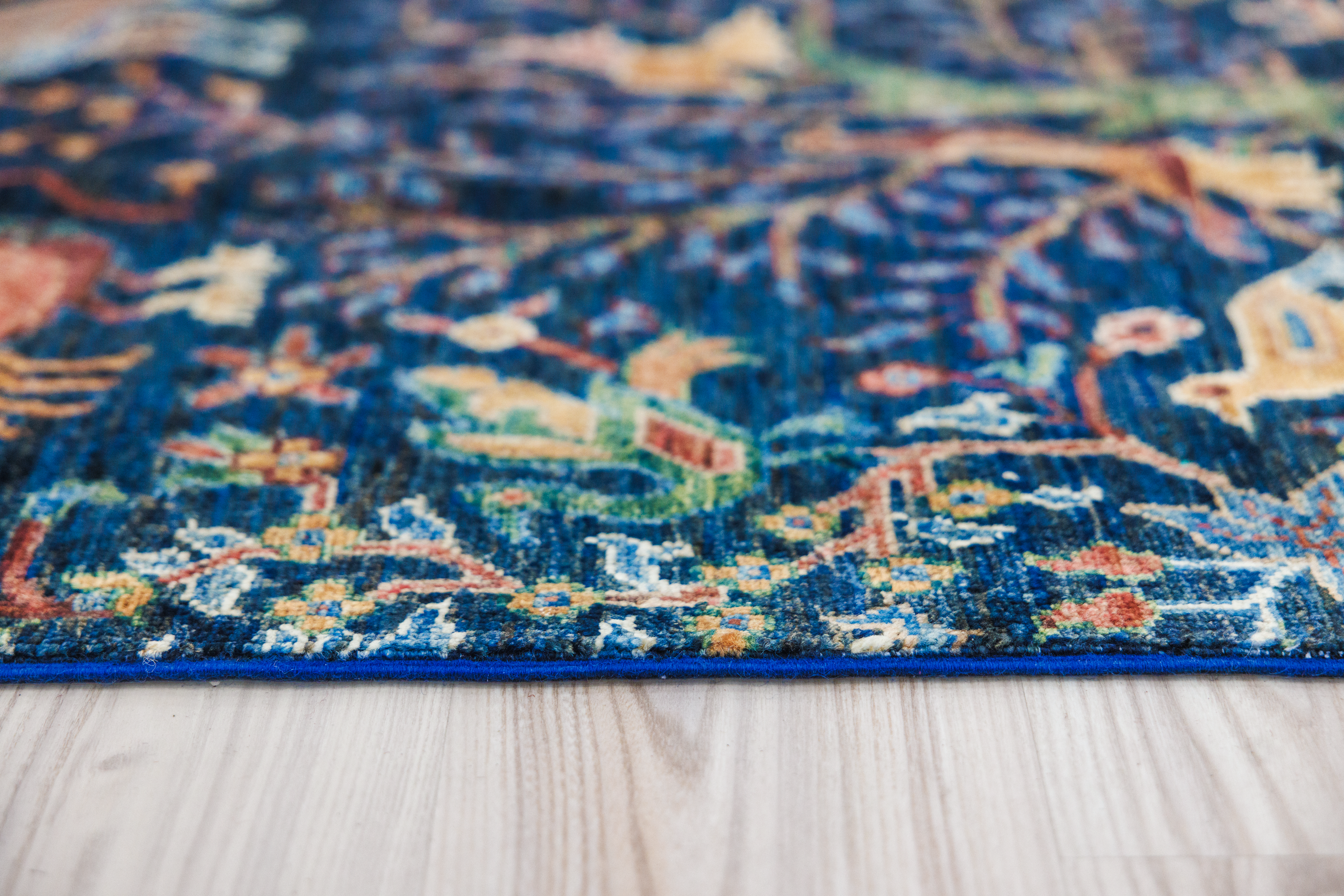 Navy Pictorial Afghan Chobi Wool Rug 249cm x 162cm