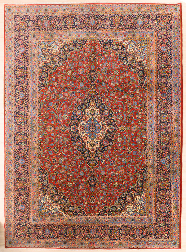 Red Vintage Persian Kashan Wool Rug 405cm x 300cm
