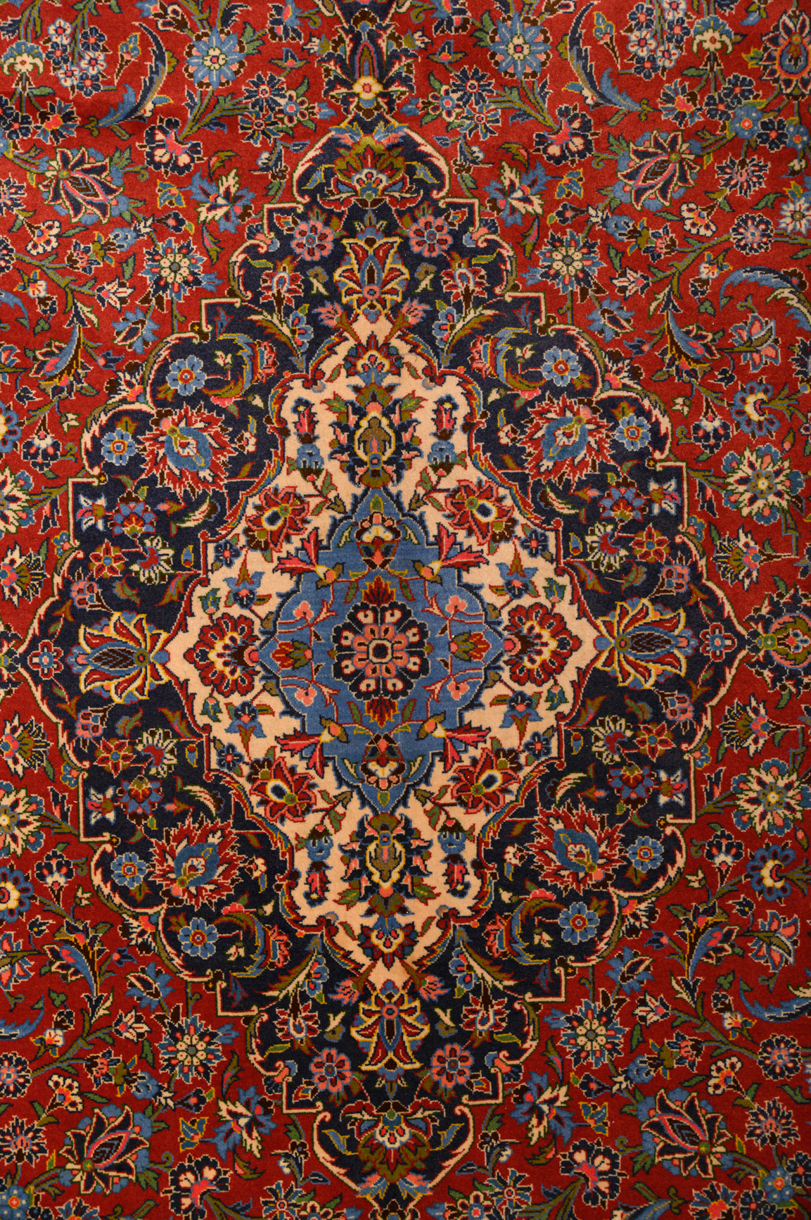 Red Vintage Persian Kashan Wool Rug 405cm x 300cm