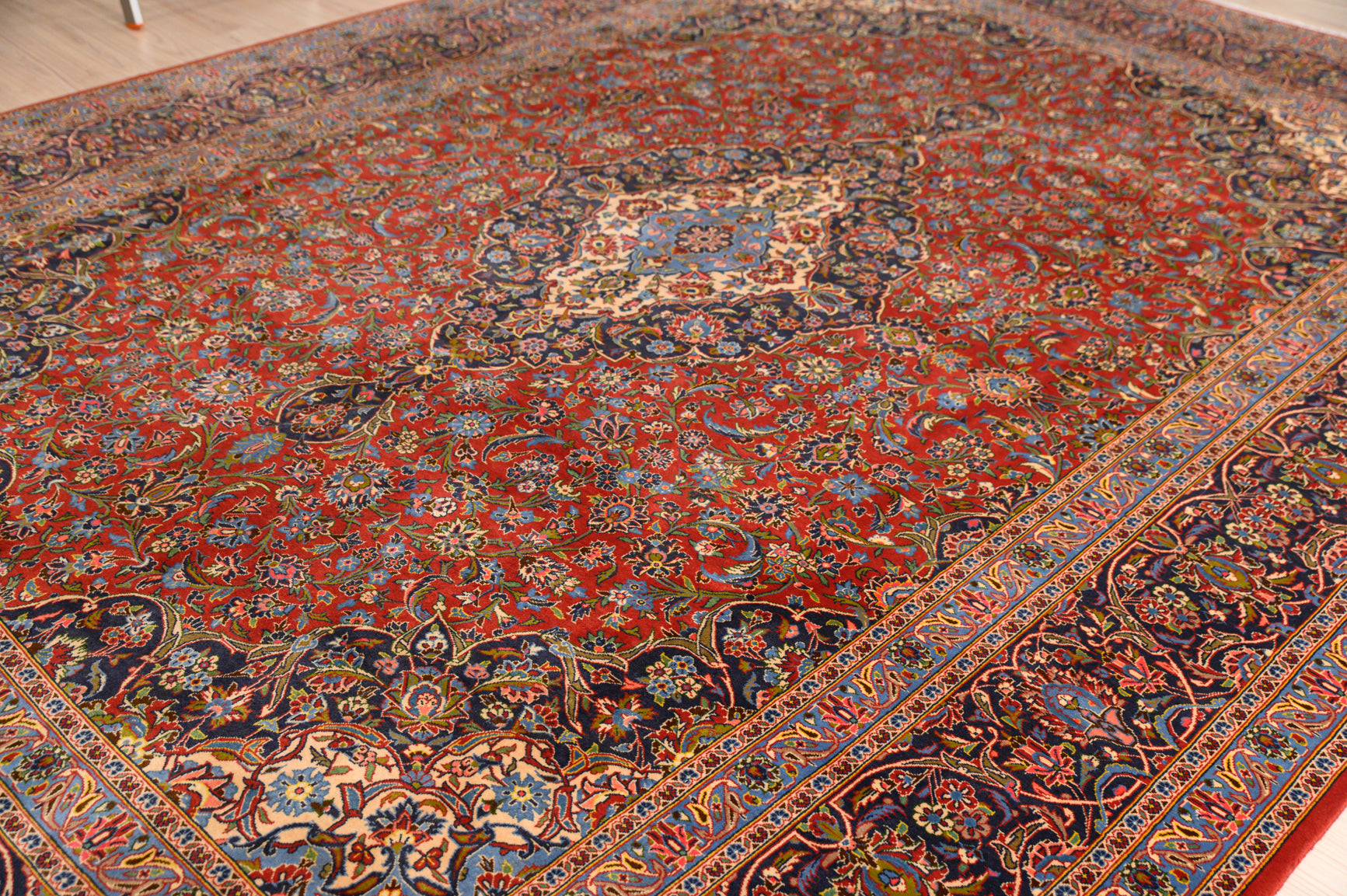 Red Vintage Persian Kashan Wool Rug 405cm x 300cm