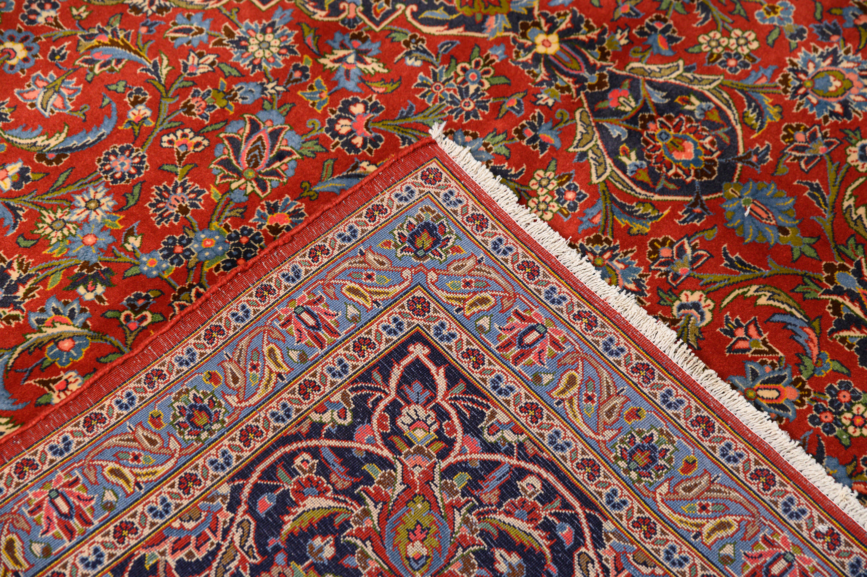 Red Vintage Persian Kashan Wool Rug 405cm x 300cm