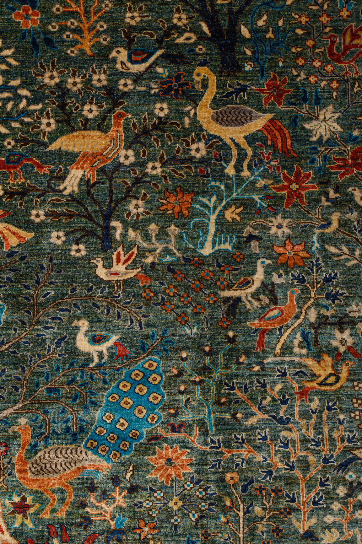 Green Pictorial Afghan Chobi Wool Rug 299m x 253cm