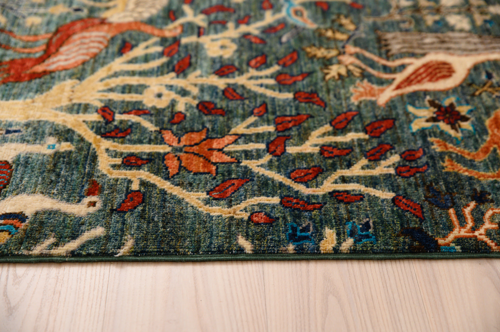 Green Pictorial Afghan Chobi Wool Rug 299m x 253cm