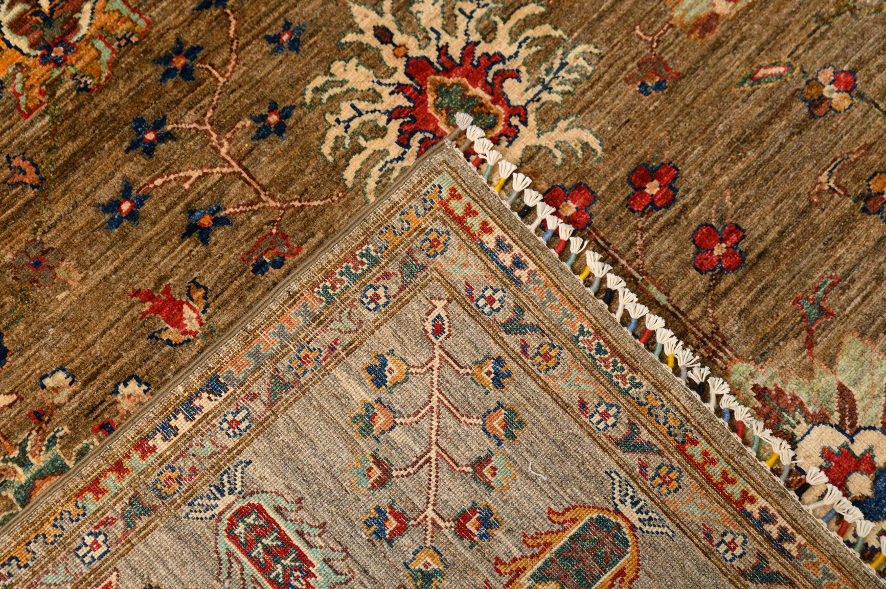 Taupe Afghan Sultani Chobi Wool Rug 297cm x 258cm