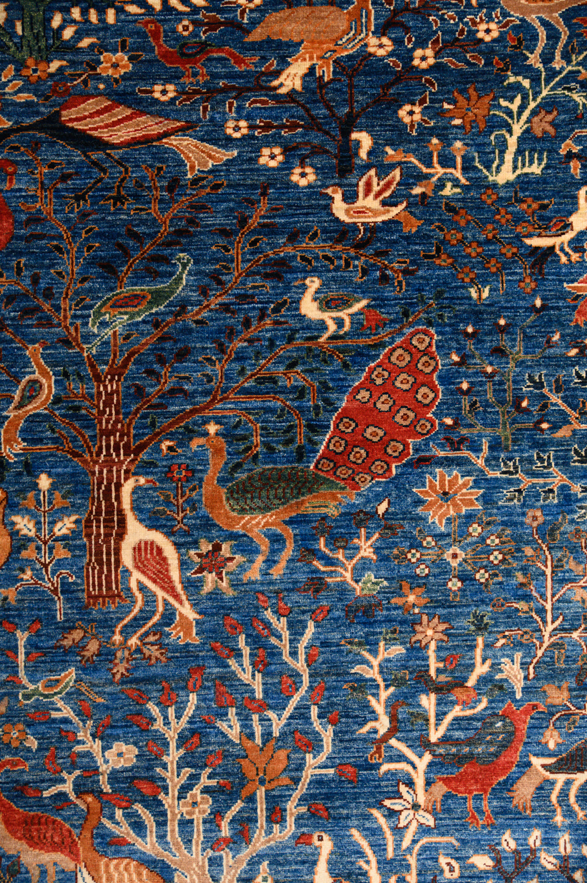 Blue Pictorial Afghan Chobi Wool Rug 297cm x 242cm