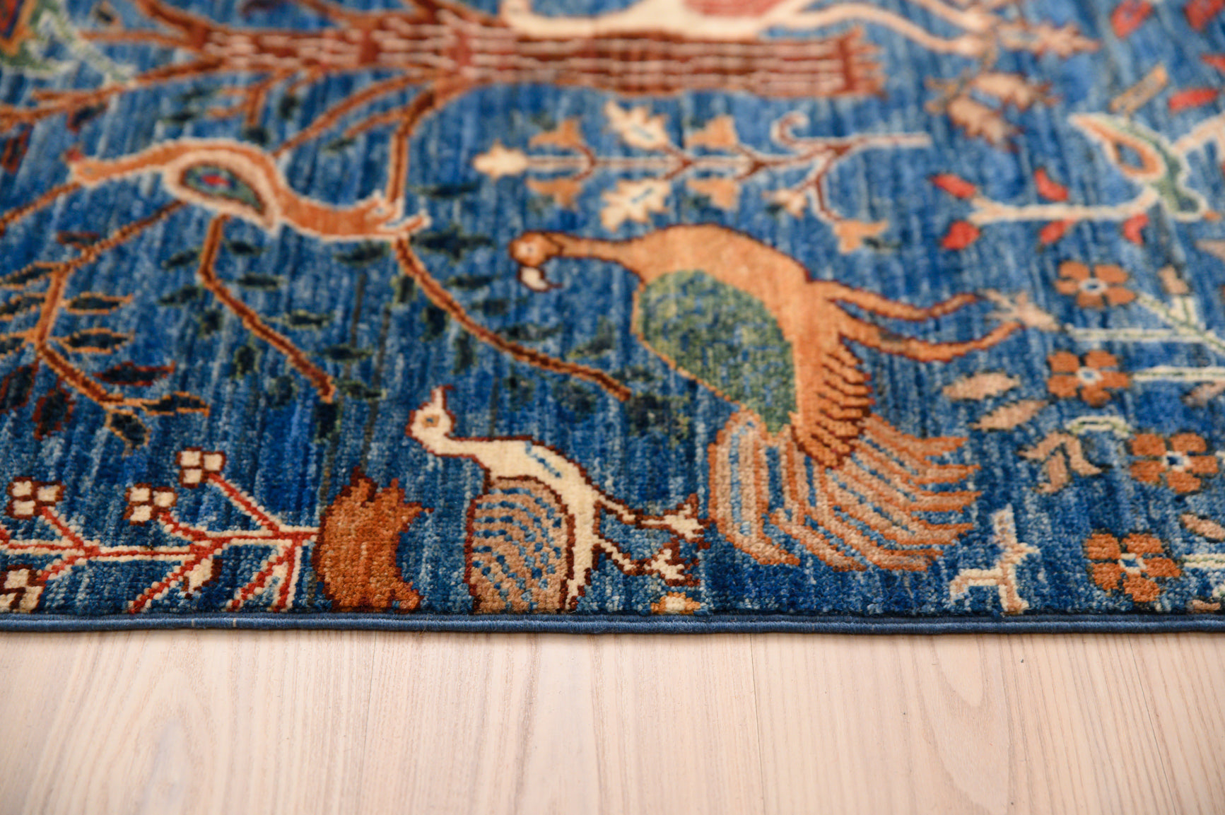 Blue Pictorial Afghan Chobi Wool Rug 297cm x 242cm
