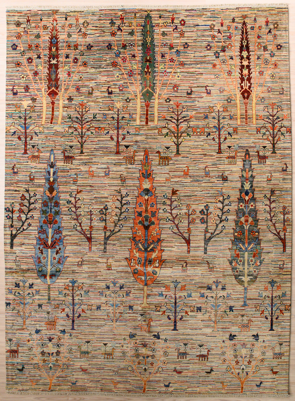 Open Field Pictorial Afghan Chobi Wool Rug 344cm x 261cm