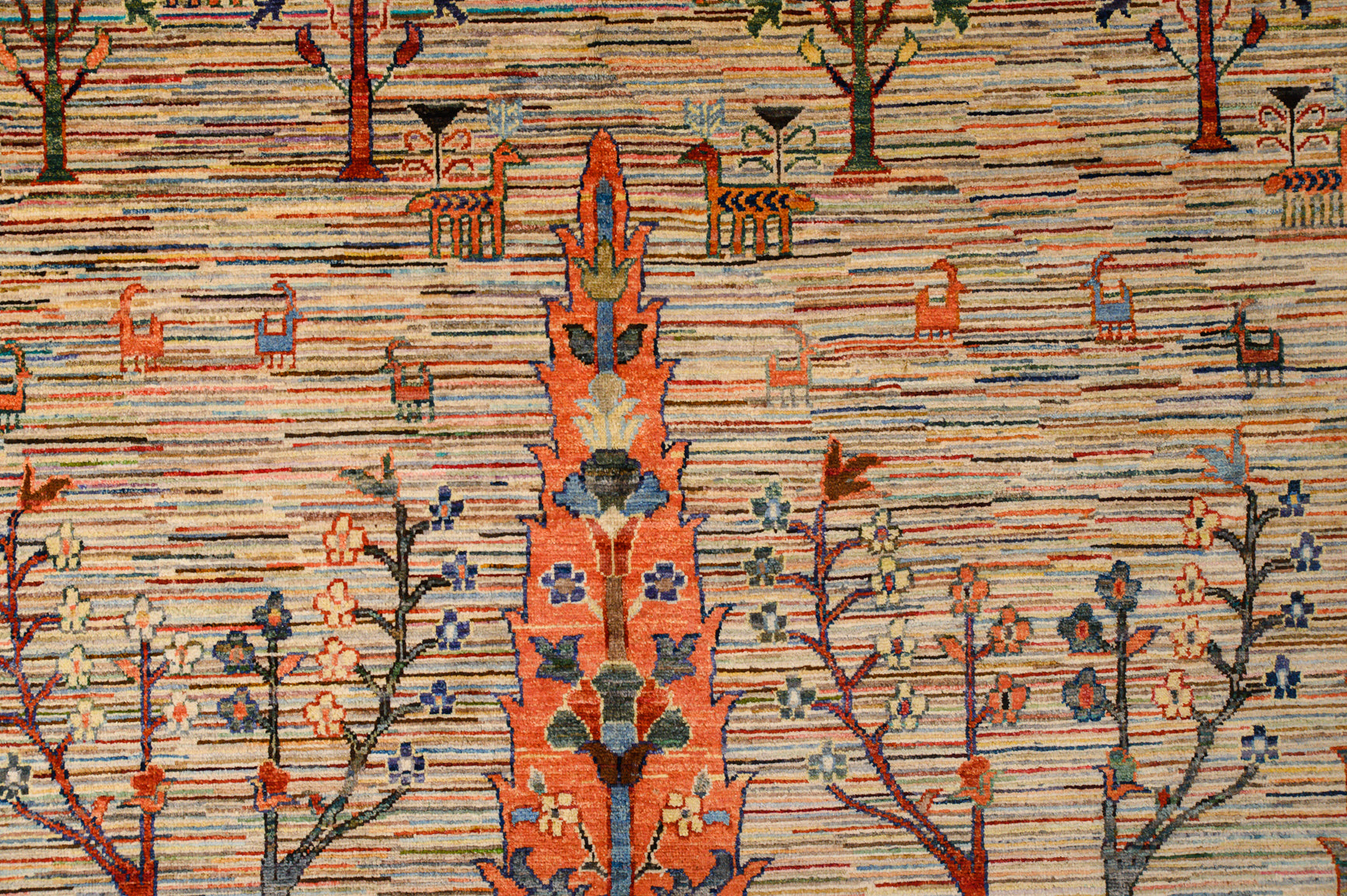 Open Field Pictorial Afghan Chobi Wool Rug 344cm x 261cm