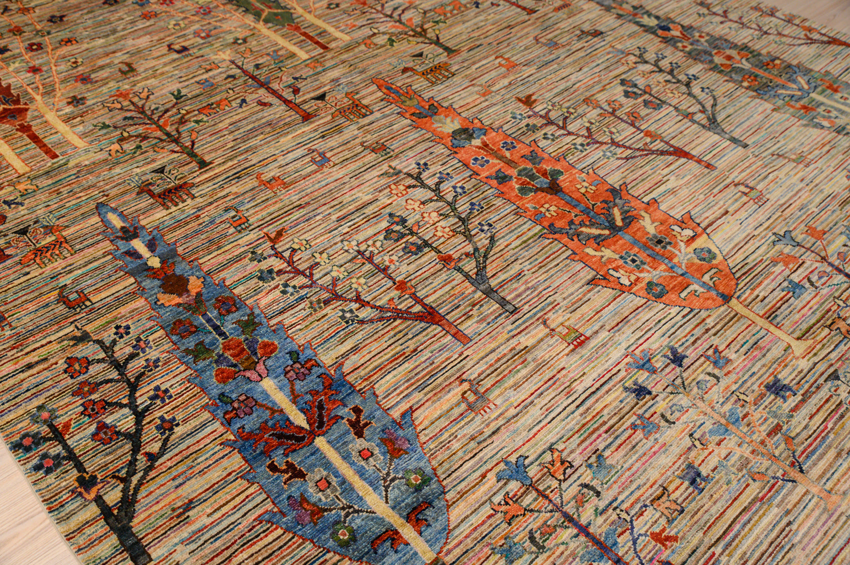 Open Field Pictorial Afghan Chobi Wool Rug 344cm x 261cm