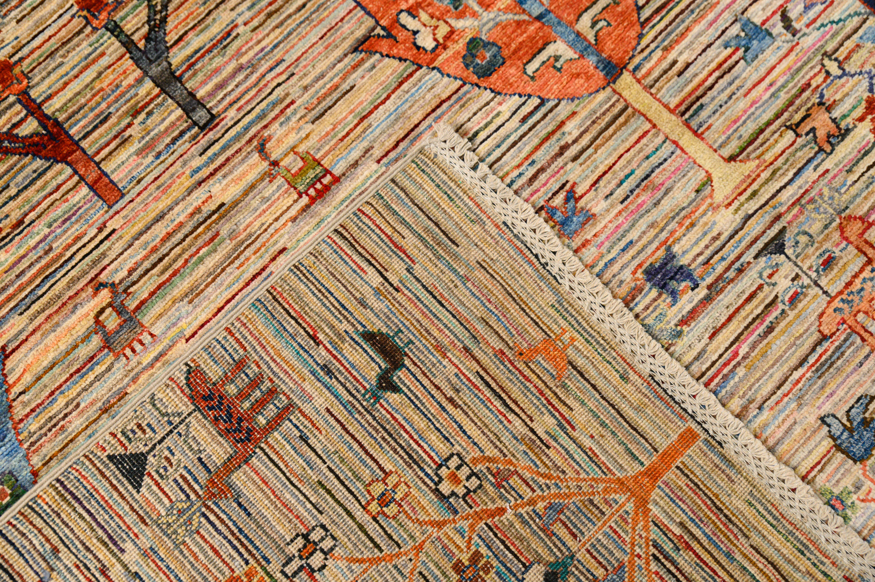 Open Field Pictorial Afghan Chobi Wool Rug 344cm x 261cm