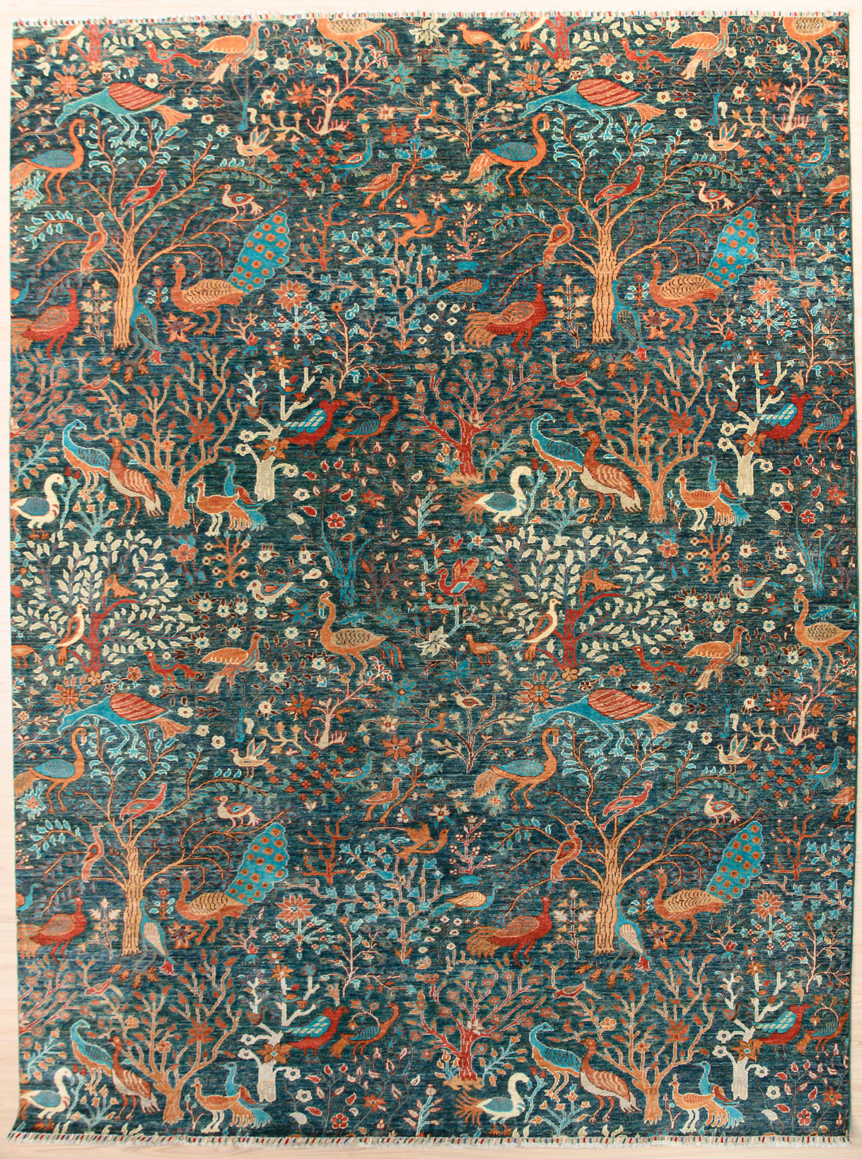 Green Pictorial Afghan Chobi Wool Rug 361cm x 277cm