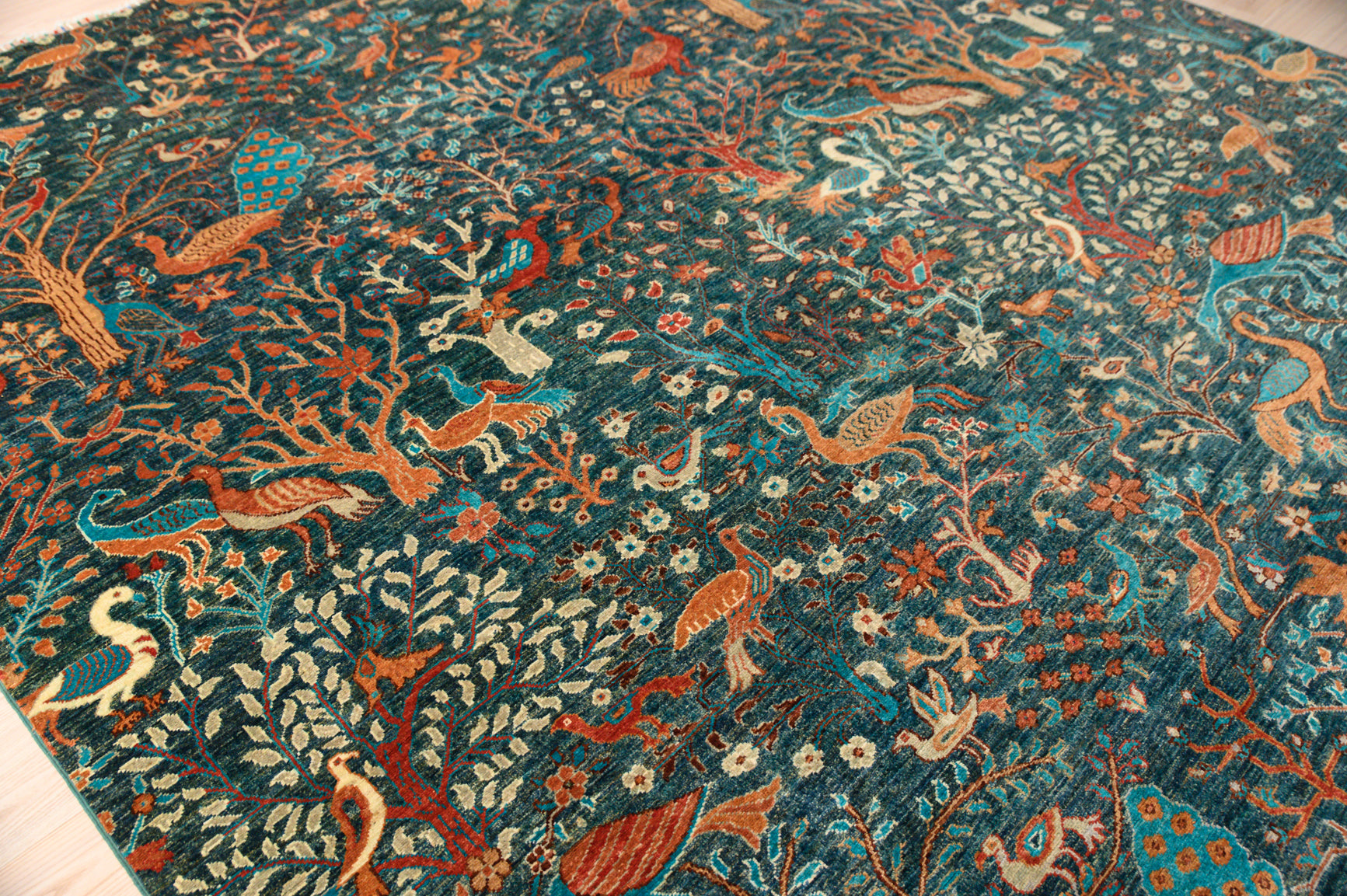 Green Pictorial Afghan Chobi Wool Rug 361cm x 277cm