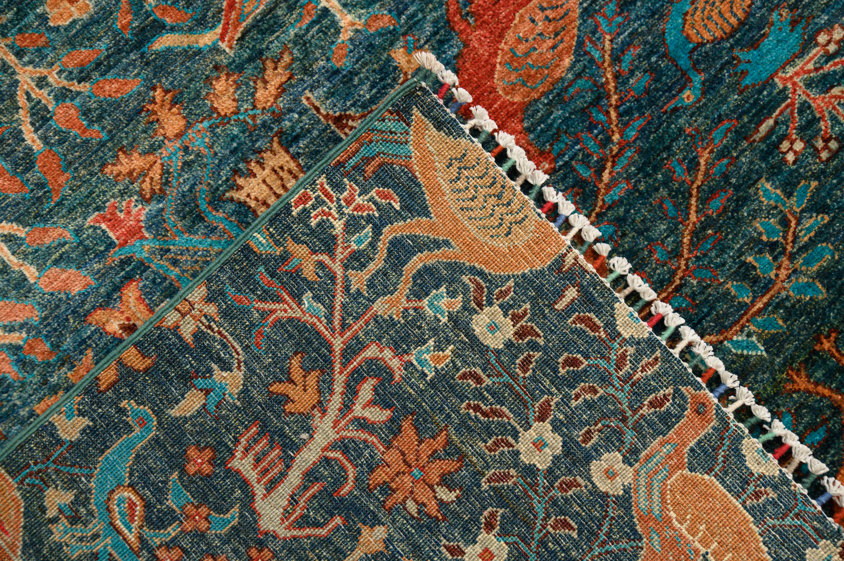 Green Pictorial Afghan Chobi Wool Rug 361cm x 277cm