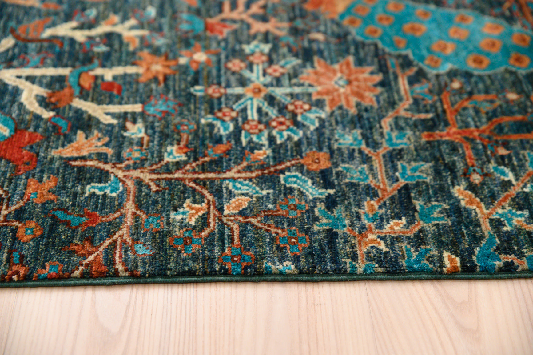 Green Pictorial Afghan Chobi Wool Rug 361cm x 277cm