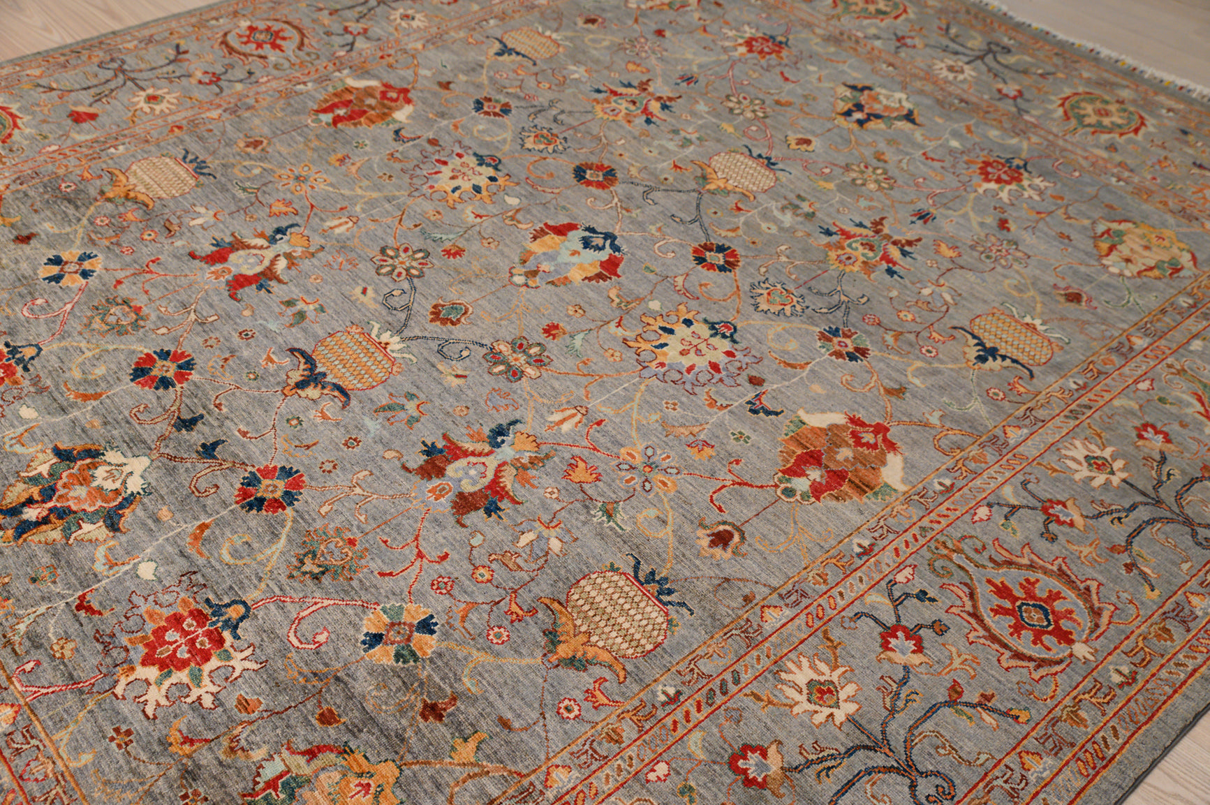 Grey Fine Afghan Sultani Chobi Wool Rug 294cm x 245cm