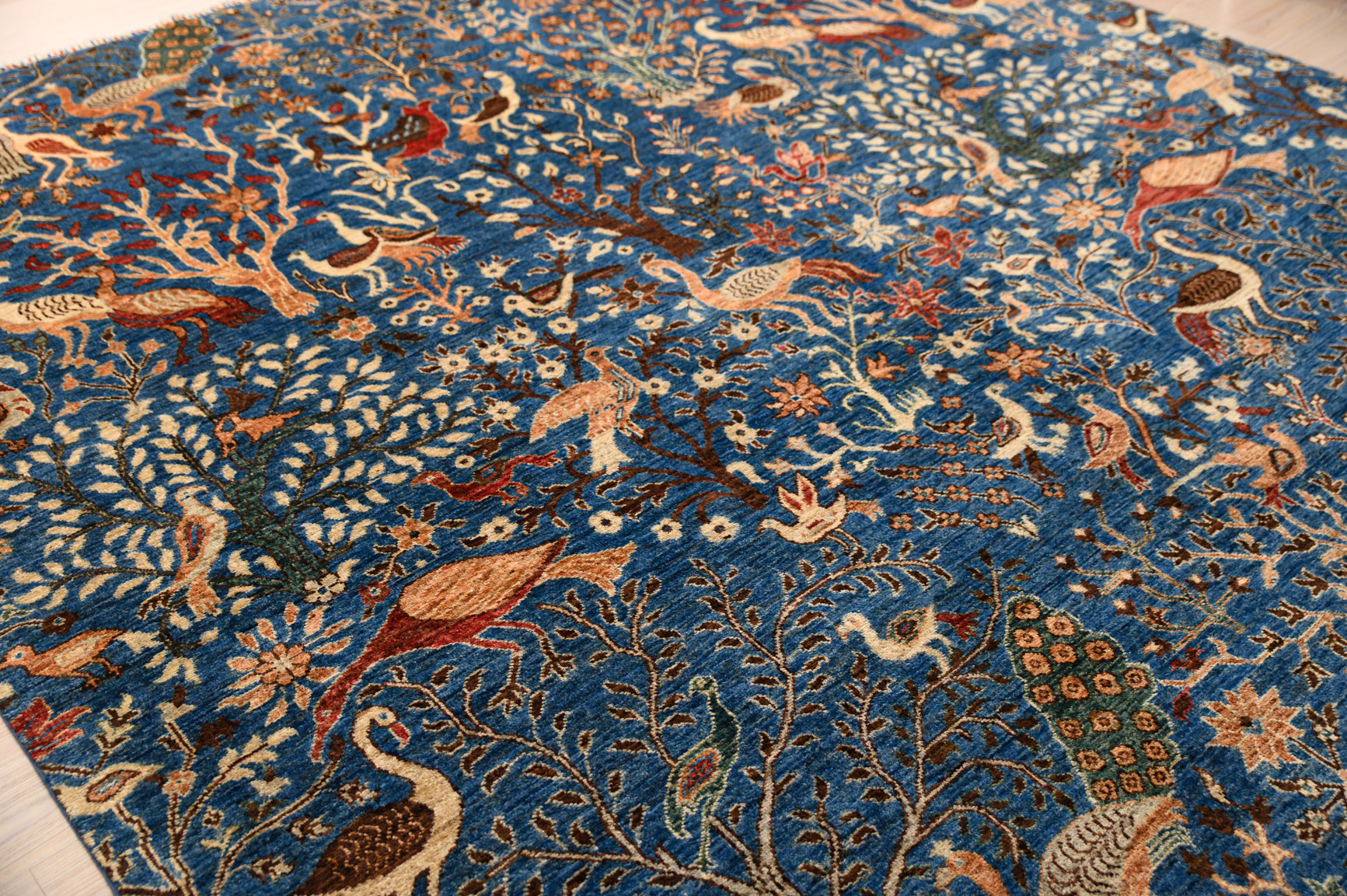 Blue Pictorial Afghan Chobi Wool Rug 364cm x 281cm