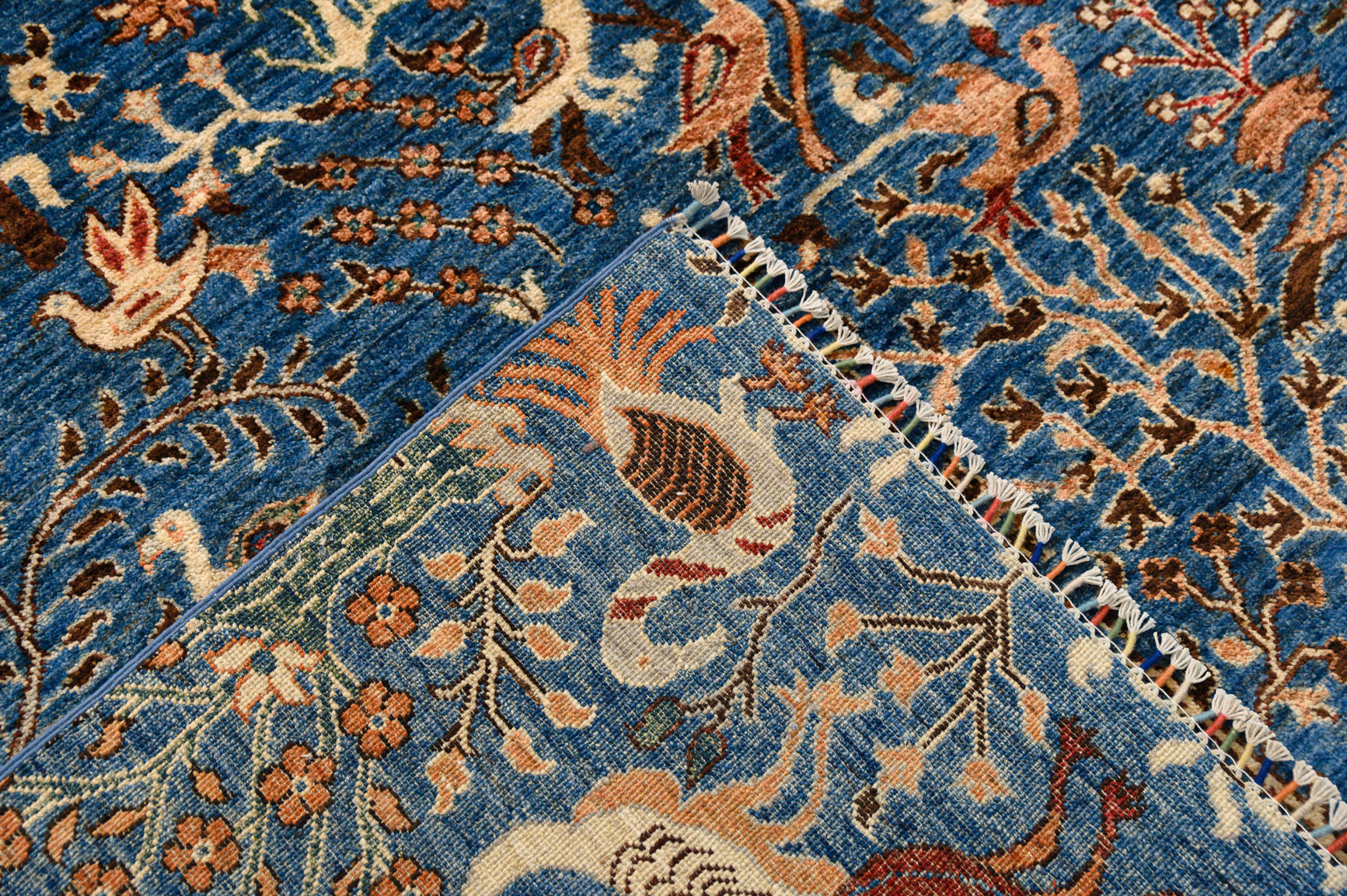 Blue Pictorial Afghan Chobi Wool Rug 364cm x 281cm