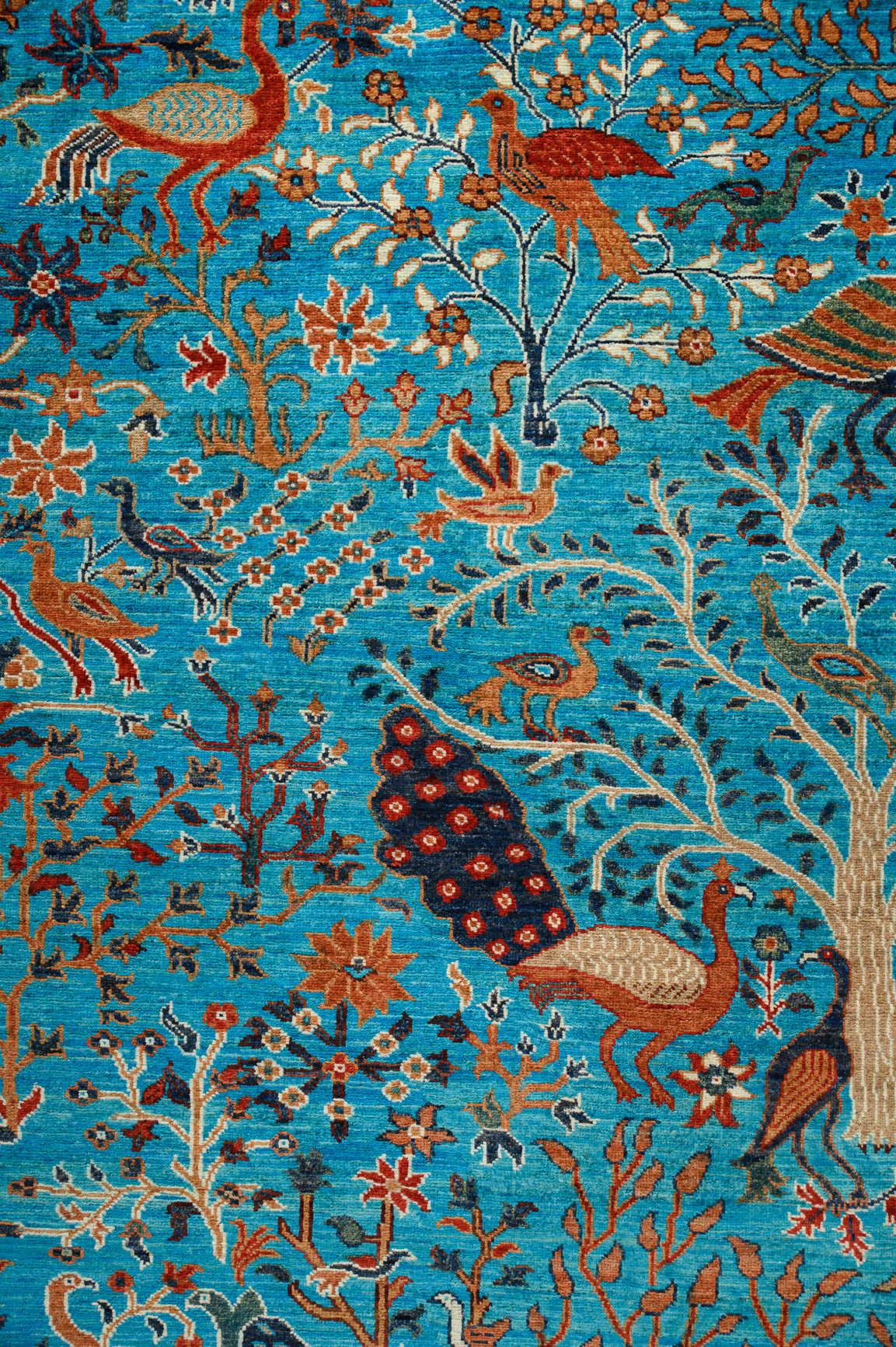 Marine Blue Pictorial Afghan Chobi Wool Rug 301cm x 243cm