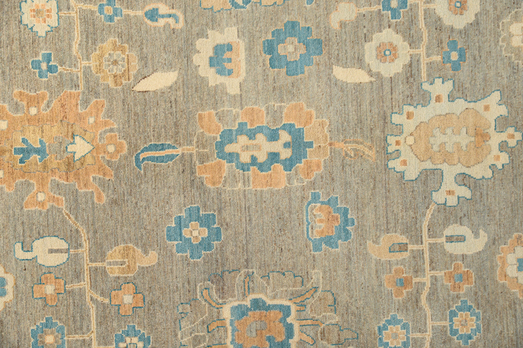 Muted Grey Afghan Oushak Chobi Wool Rug 355cm x 265cm