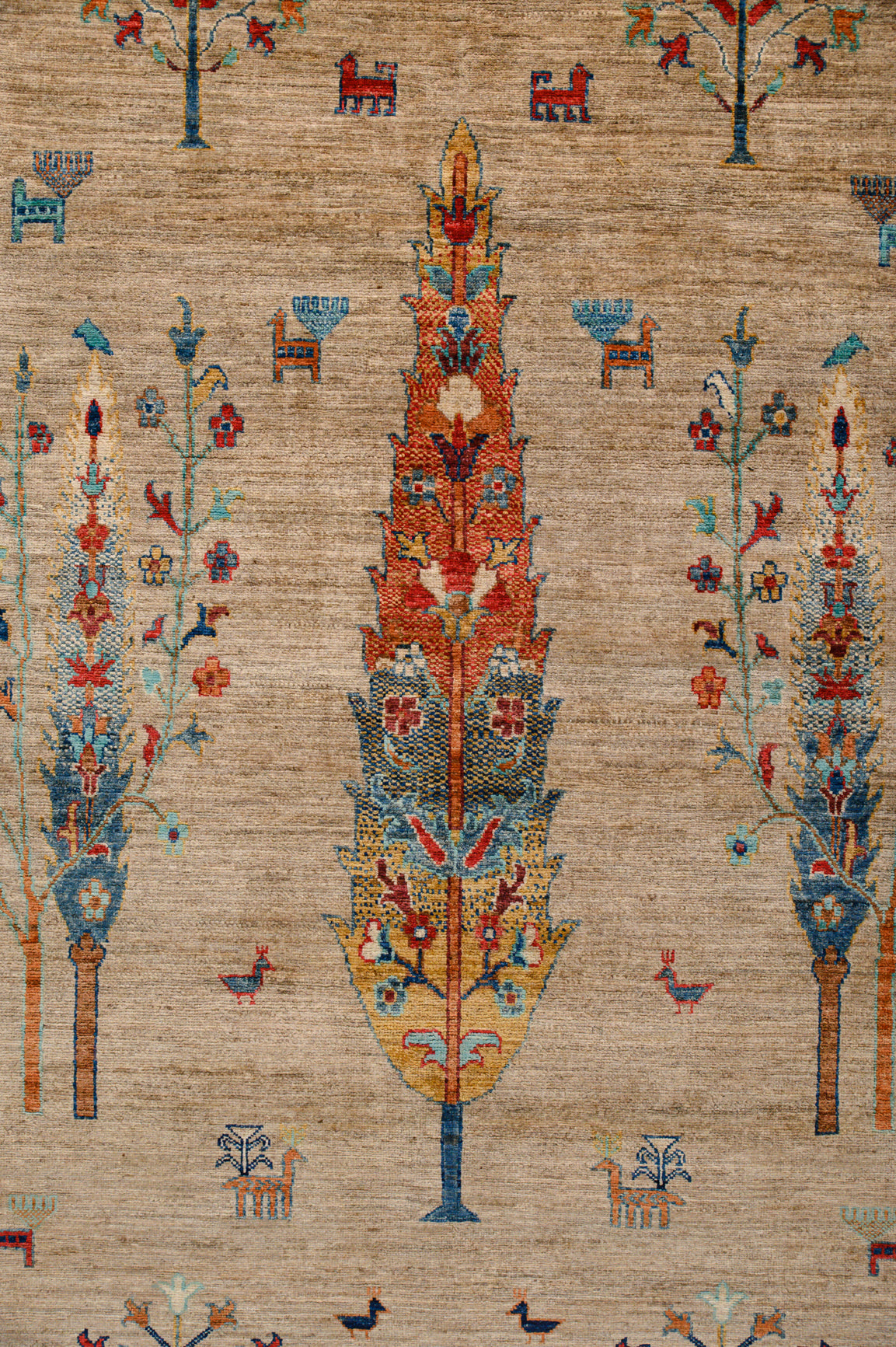 Fawn Afghan Rural Chobi Wool Rug 316cm x 206cm