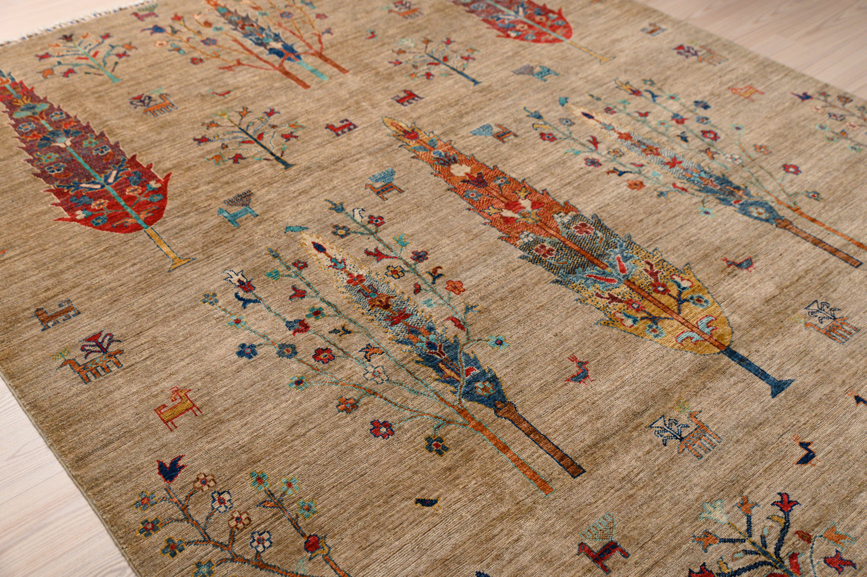 Fawn Afghan Rural Chobi Wool Rug 316cm x 206cm