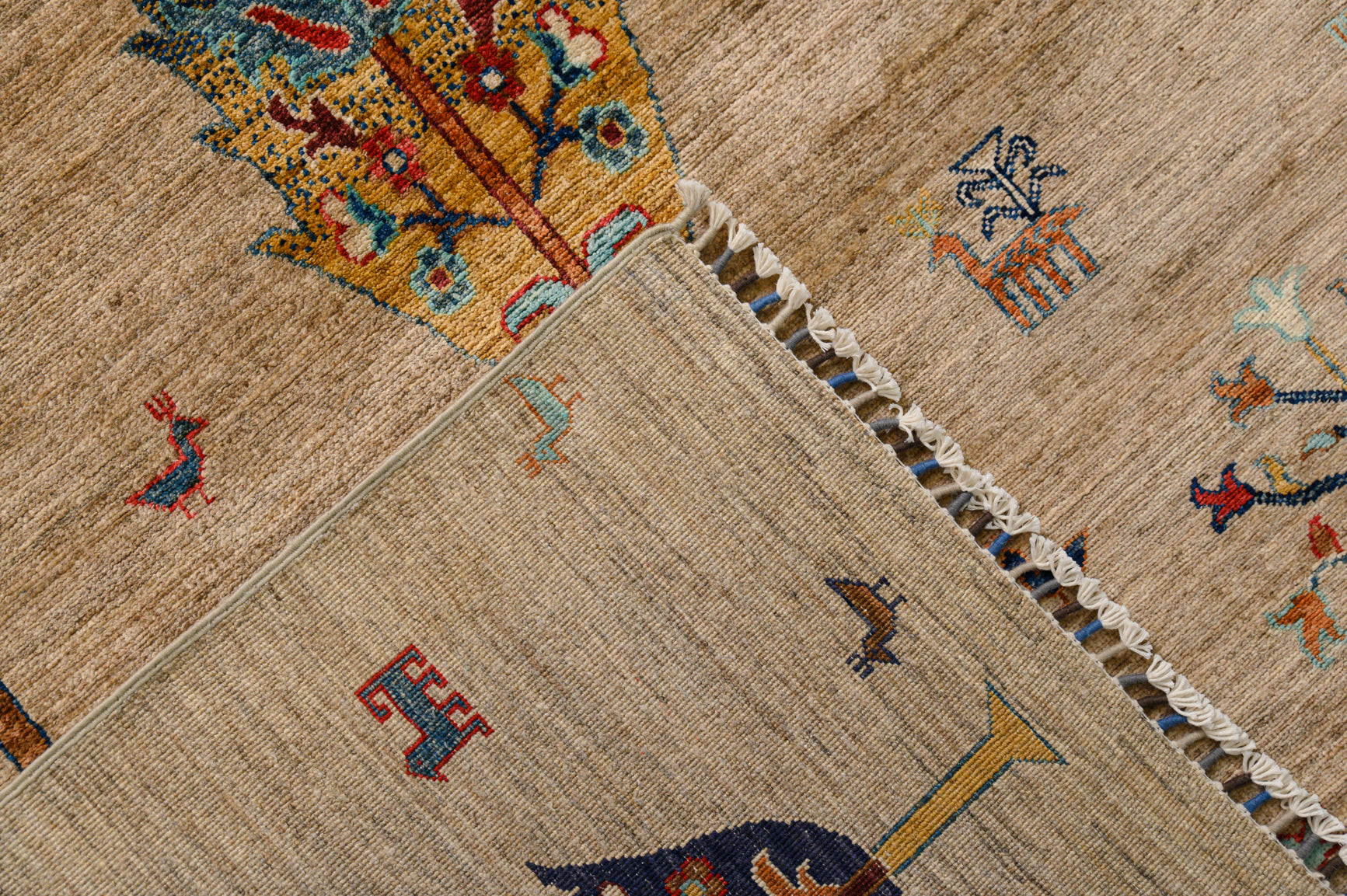 Fawn Afghan Rural Chobi Wool Rug 316cm x 206cm