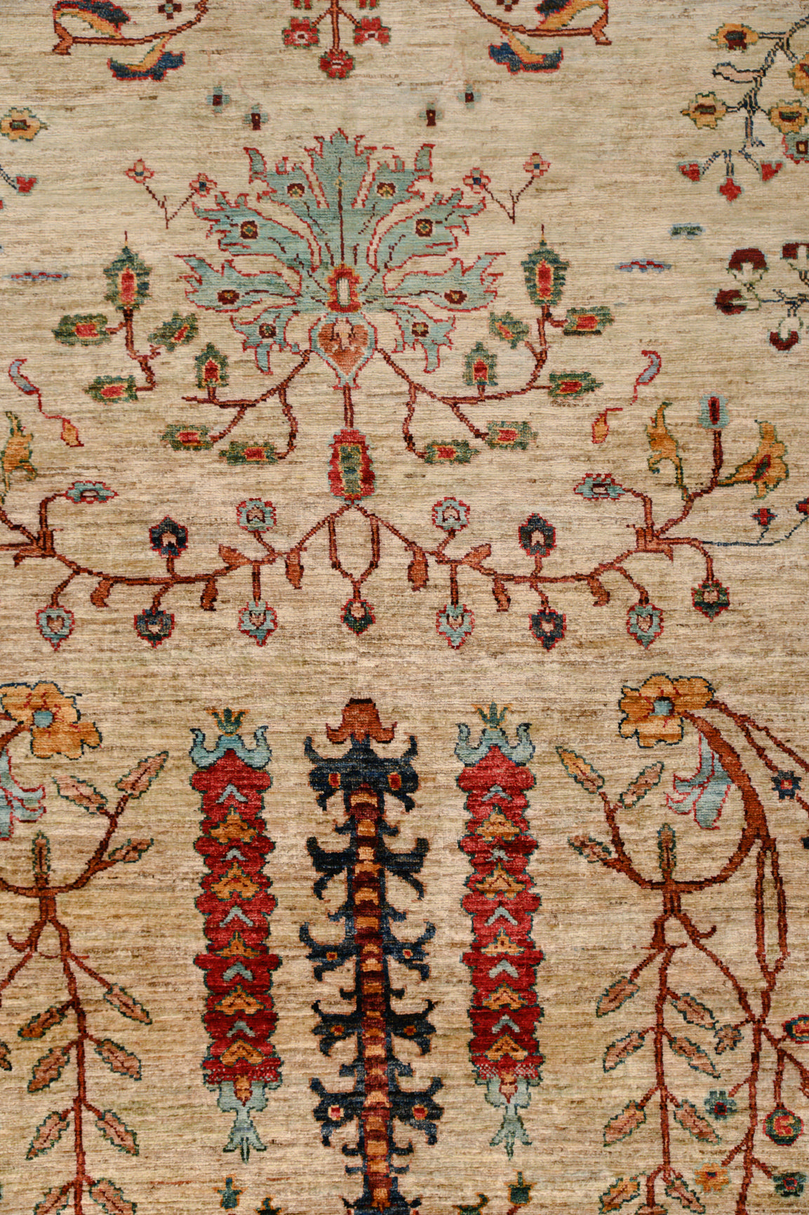 Cream Afghan Rural Chobi Wool Rug 290cm x 200cm