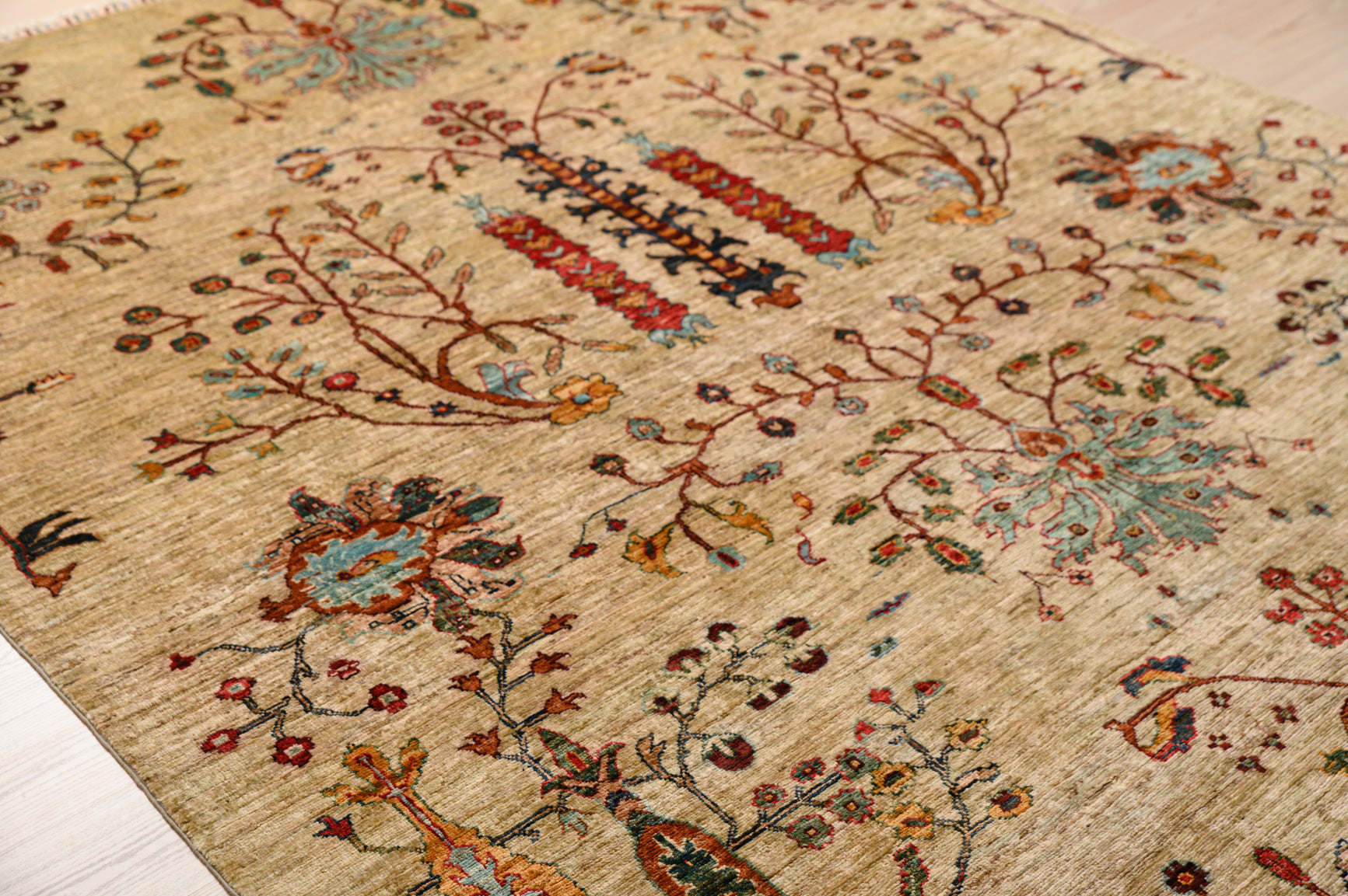 Cream Afghan Rural Chobi Wool Rug 290cm x 200cm