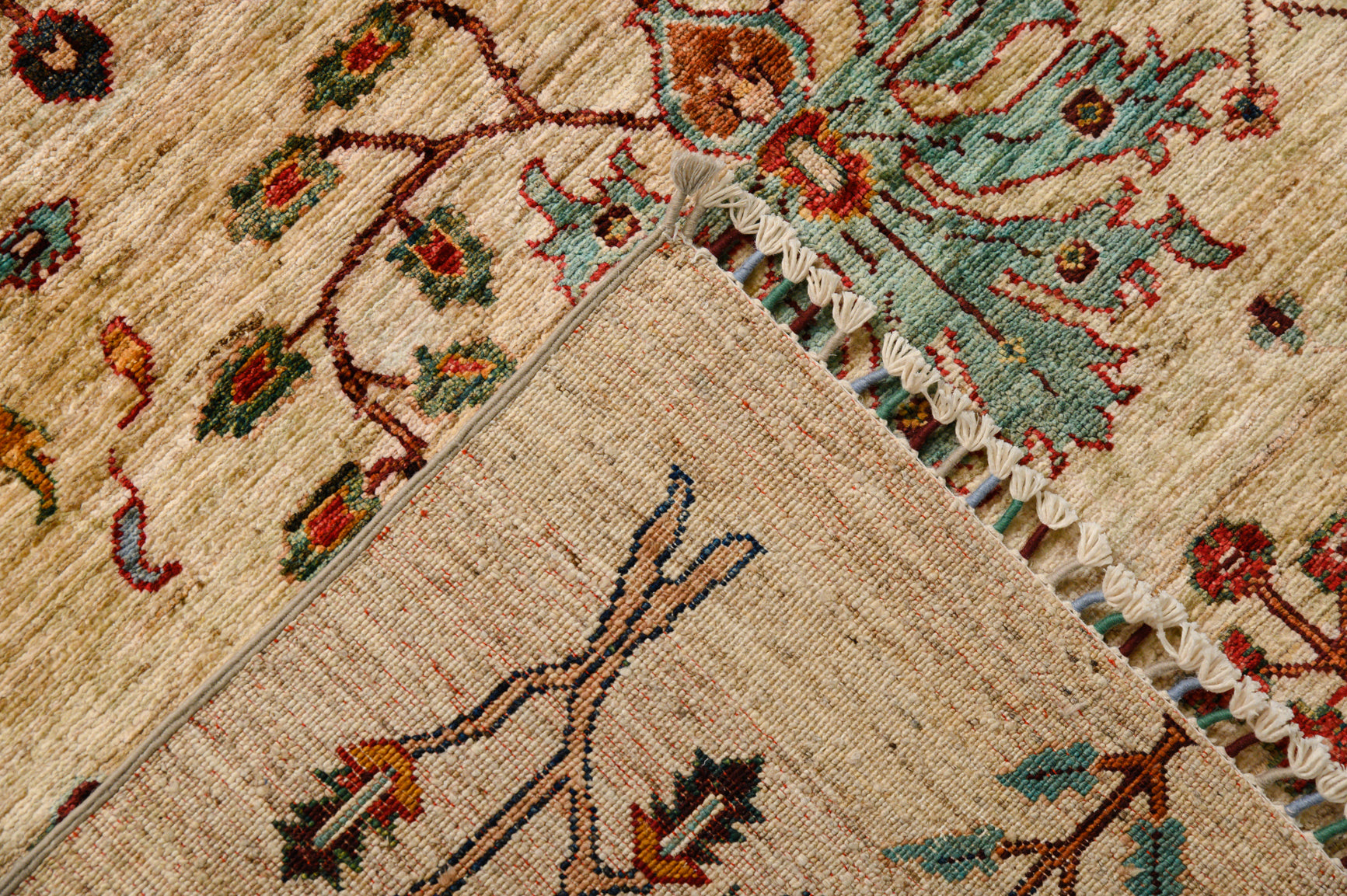 Cream Afghan Rural Chobi Wool Rug 290cm x 200cm