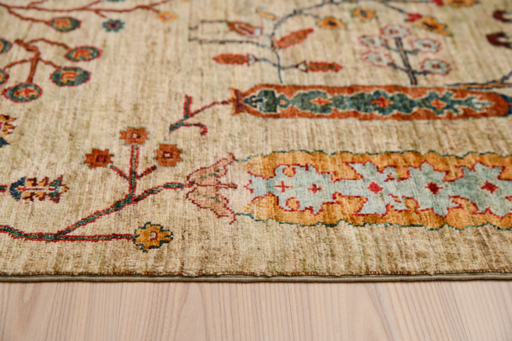 Cream Afghan Rural Chobi Wool Rug 290cm x 200cm