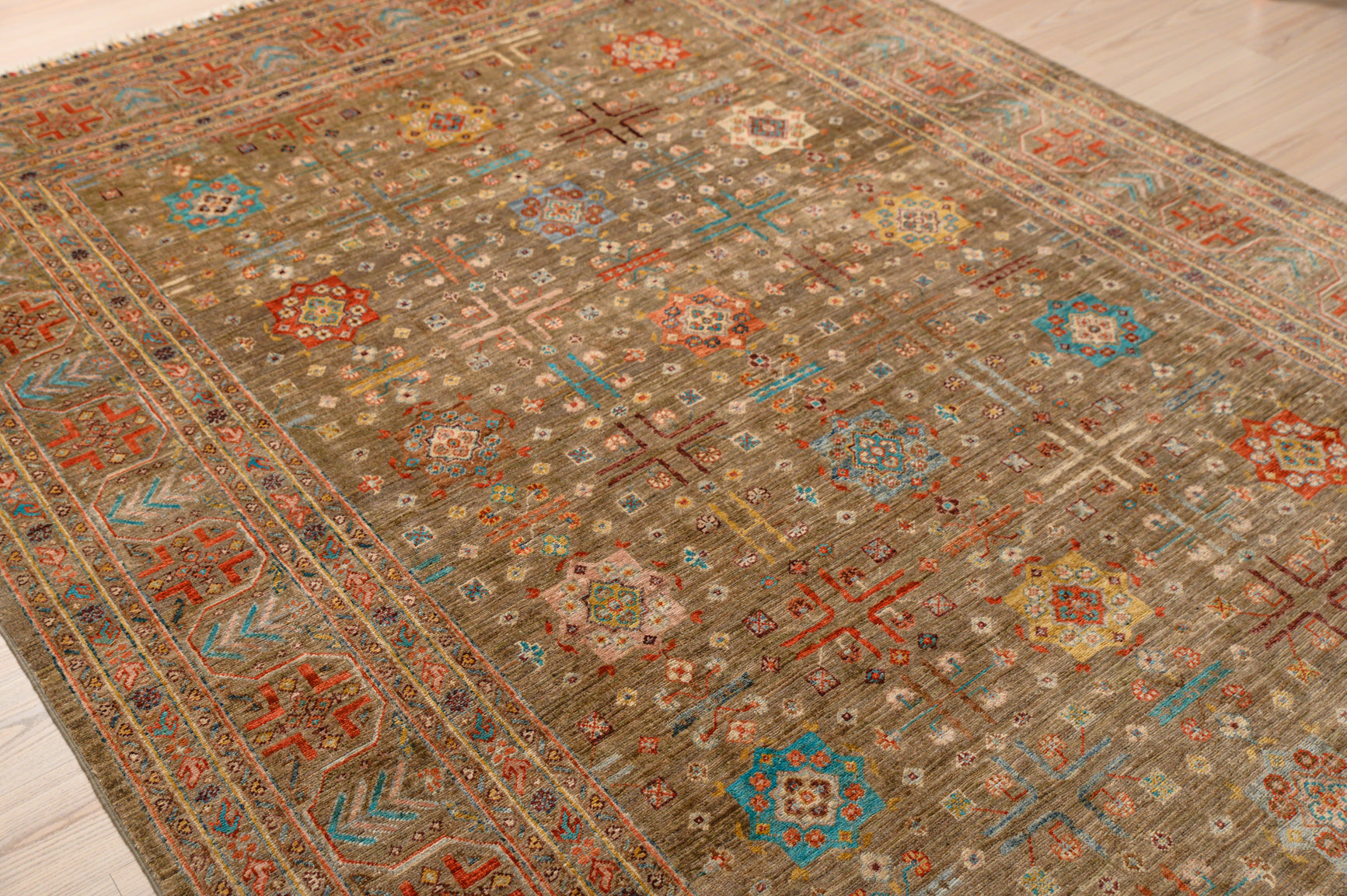 Beige Fawn Afghan Chobi Rug 296cm x 200cm