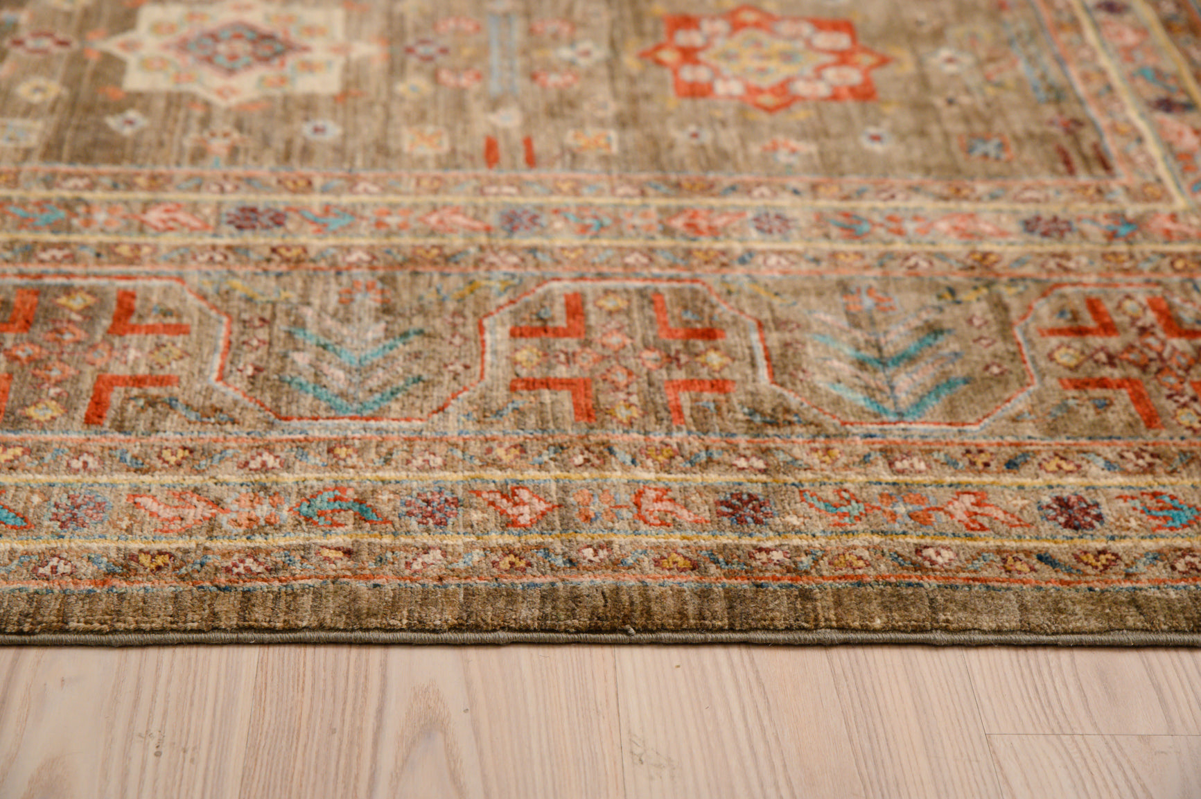 Beige Fawn Afghan Chobi Rug 296cm x 200cm