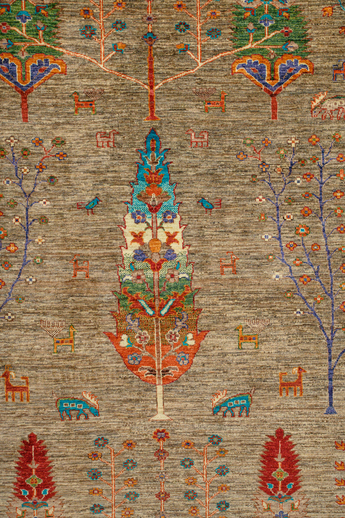 Taupe Afghan Rural Chobi Wool Rug 233cm x 174cm
