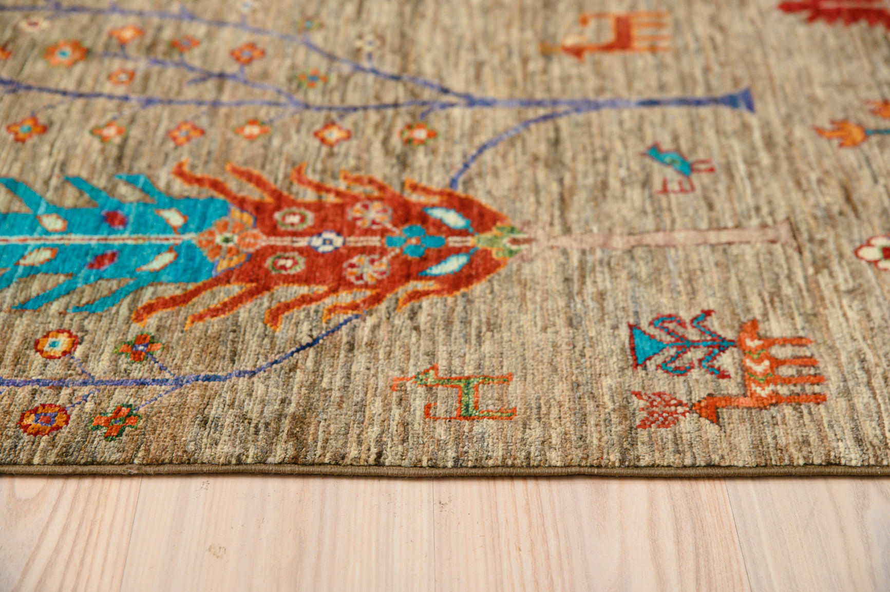 Taupe Afghan Rural Chobi Wool Rug 233cm x 174cm