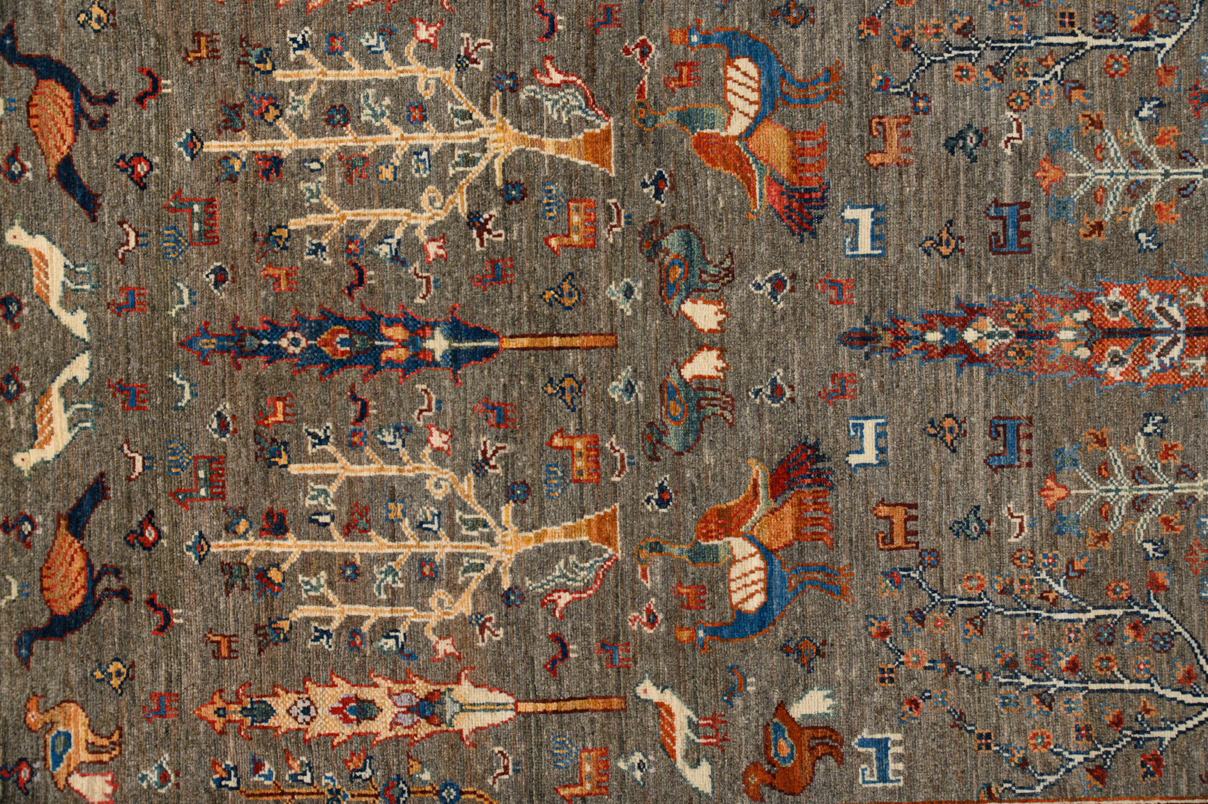 Charcoal Afghan Pictorial Chobi Wool Rug 202cm x 150cm