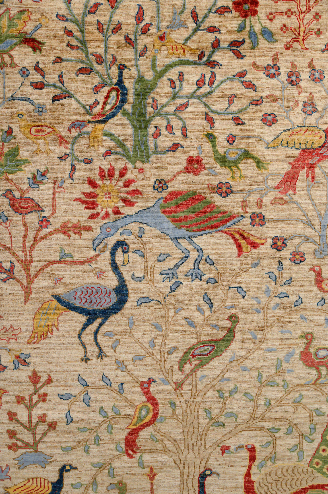 Cream Afghan Pictorial Chobi Wool Rug 232cm x 170cm